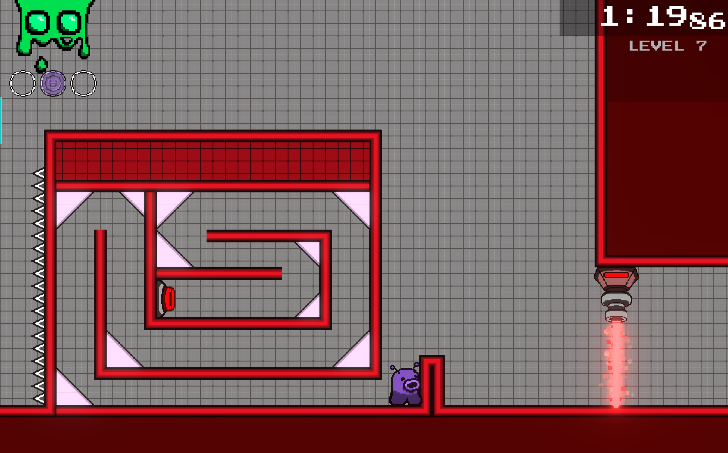 As a small reward for making it this far, the player gets to enjoy watching a bullet bounce off ten different bullet bouncers before it deactivates the laser blocking their path. 