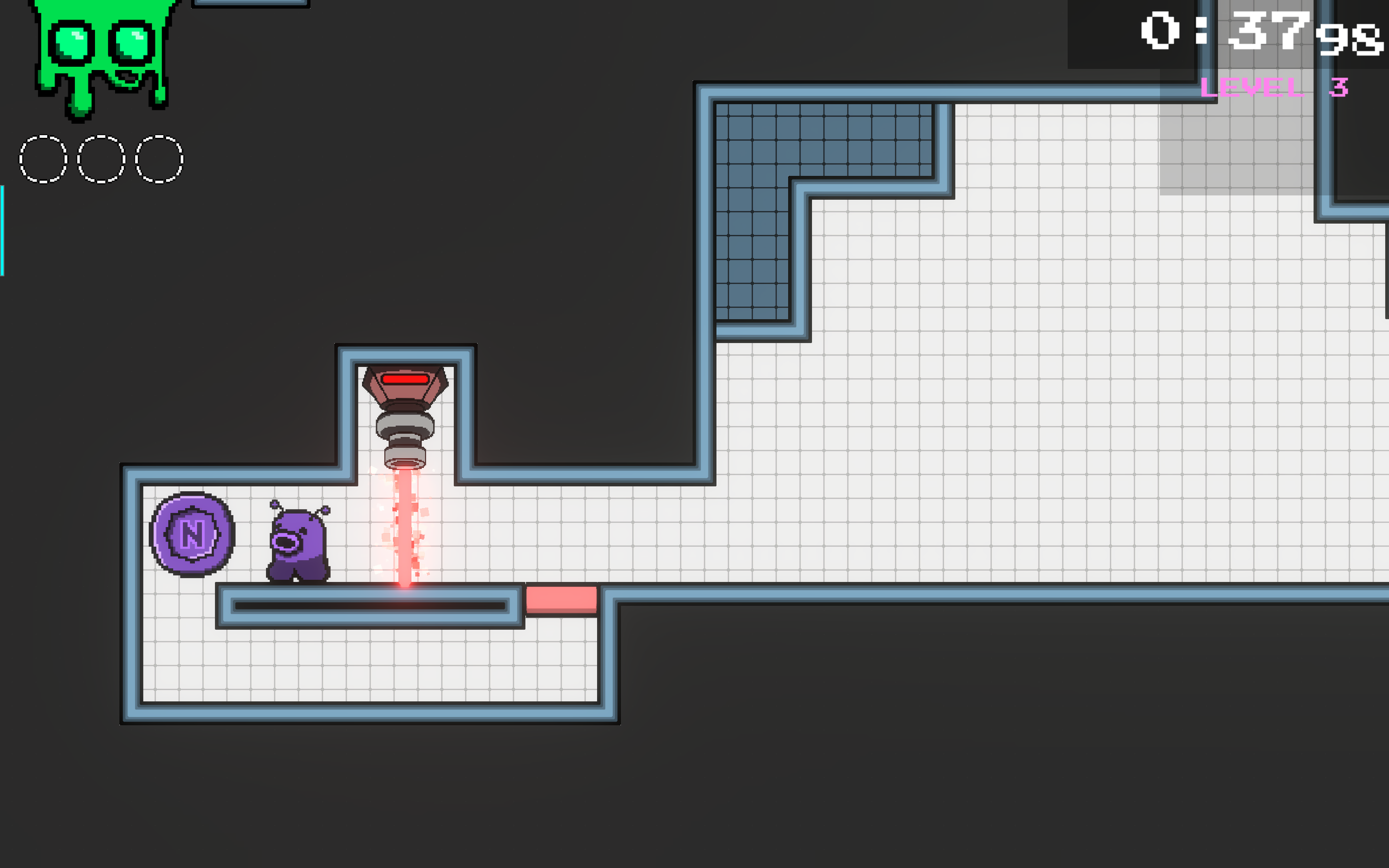 Near the end of the level, there’s a small puzzle that involves deactivating a laser before backtracking slightly to grab the coin. 