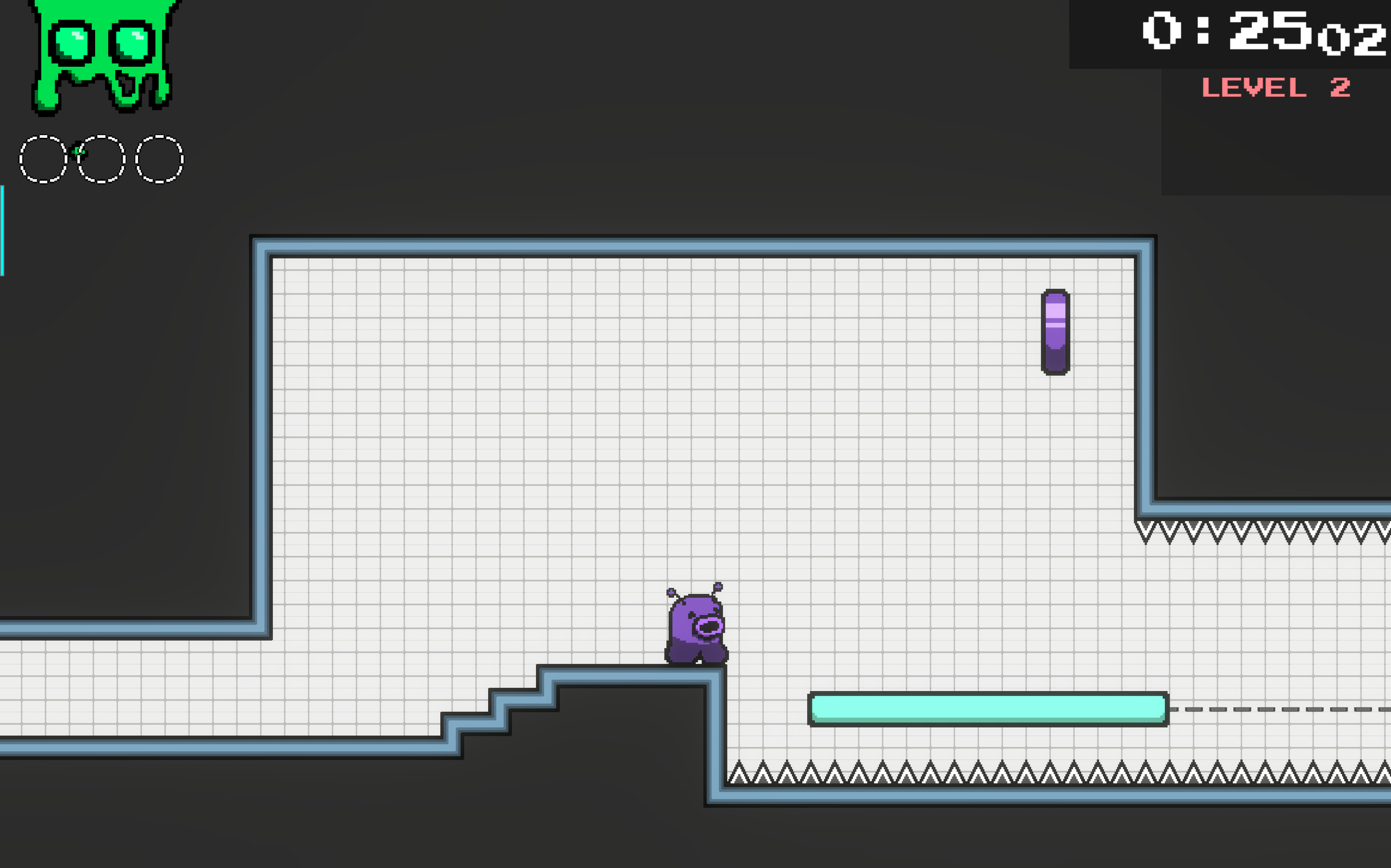 The next challenge involves a moving platform, which follows a visible track. This is a twist on the typical platform, which sits stationary. 