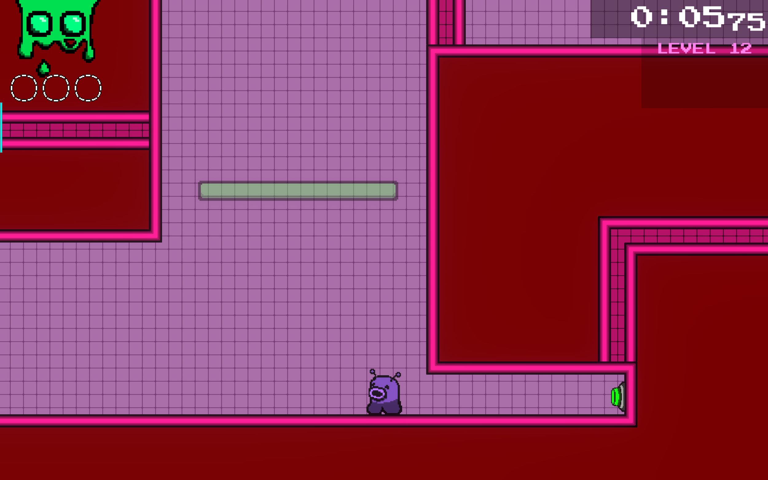 Level 12 is all about the button-activated platform, which the player hasn’t seen in a while. To remind the player of what it does, the player first gets a chance to navigate vertically using one.