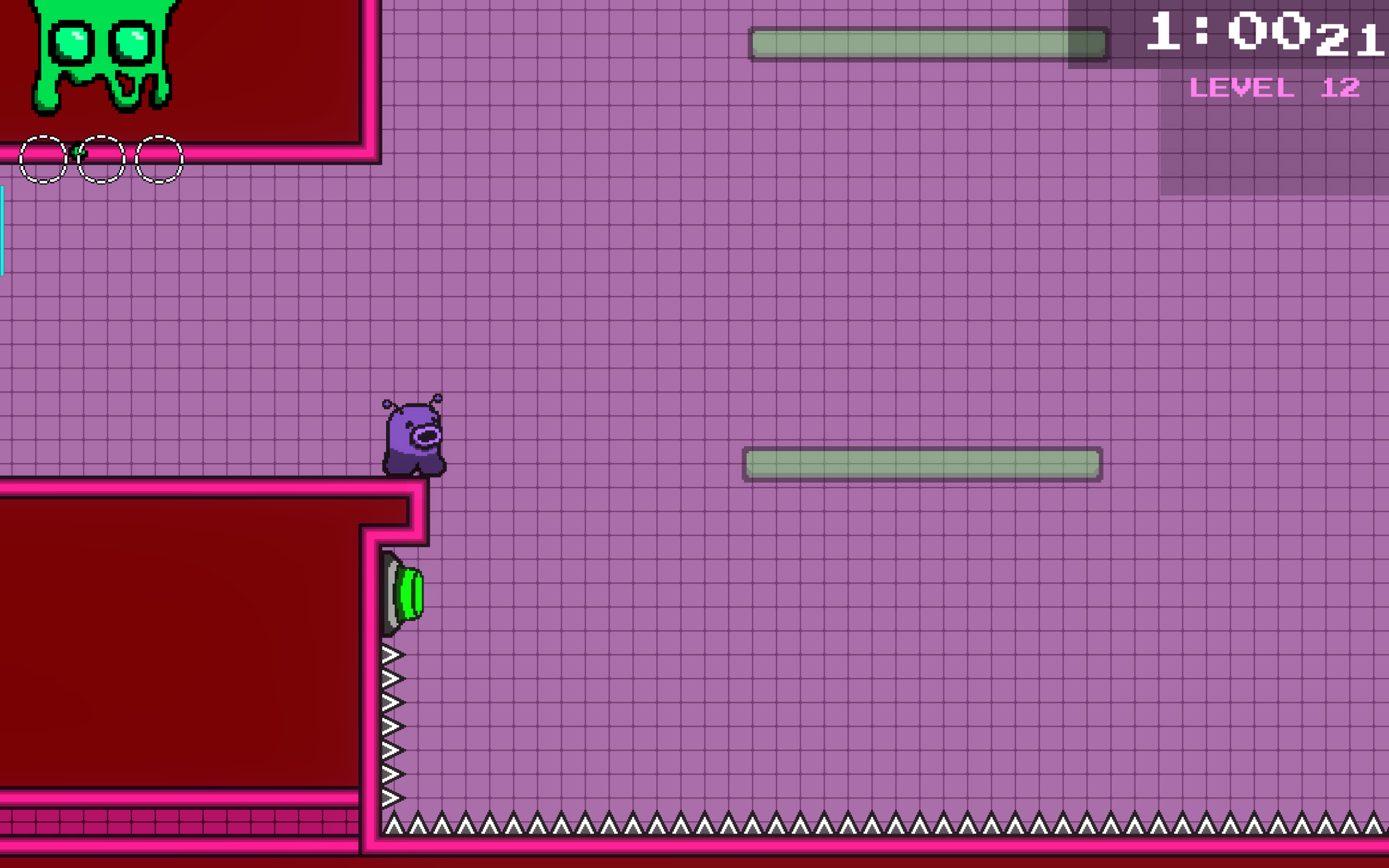 The next challenge has the player walk off a ledge, shoot a button to activate a platform while positioning themselves underneath said platform, then shoot downwards to get up onto it. 