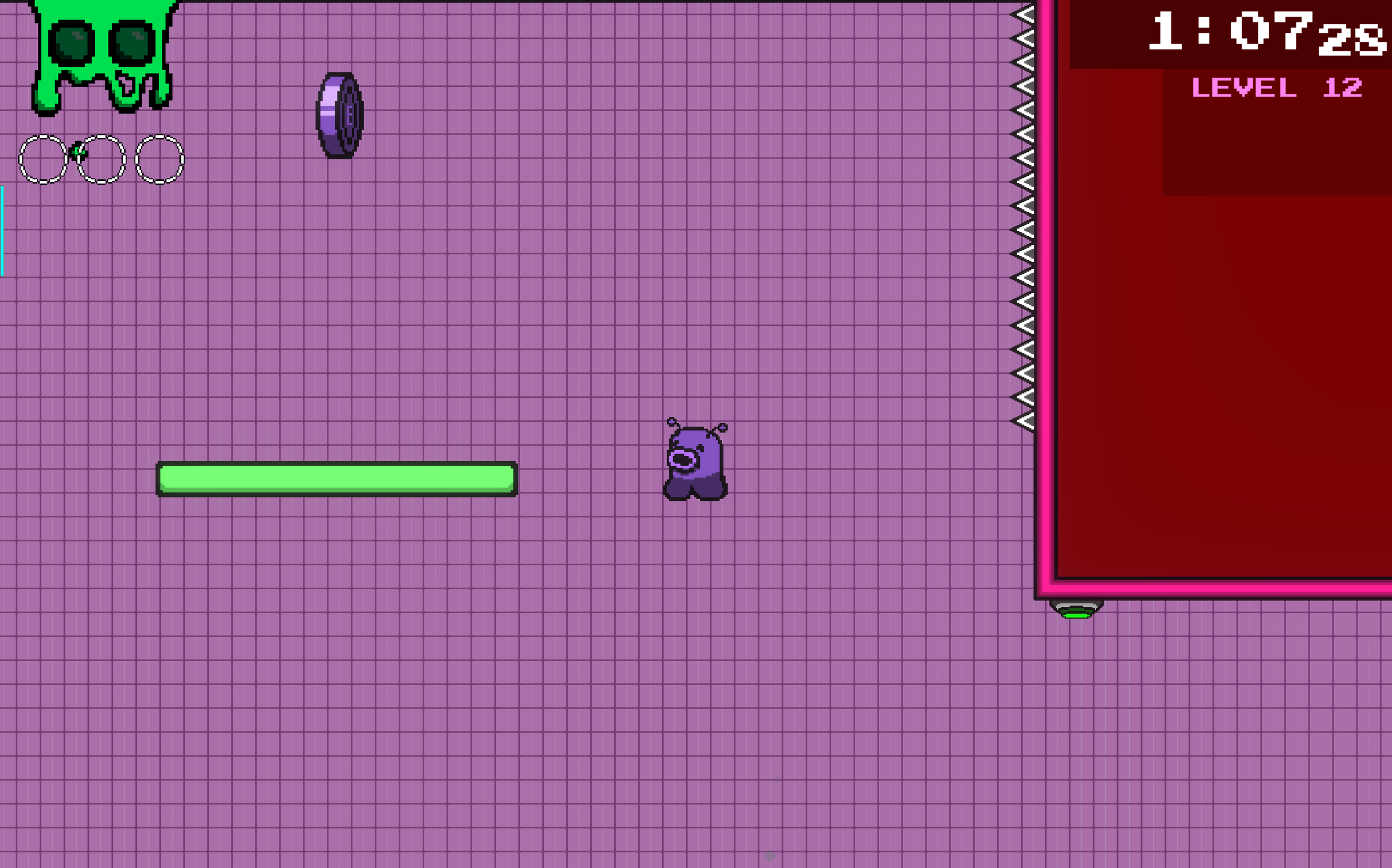 A coin exists in the same room, and the button to activate the platform underneath it is at the end of the room in the safe area on the other side. 