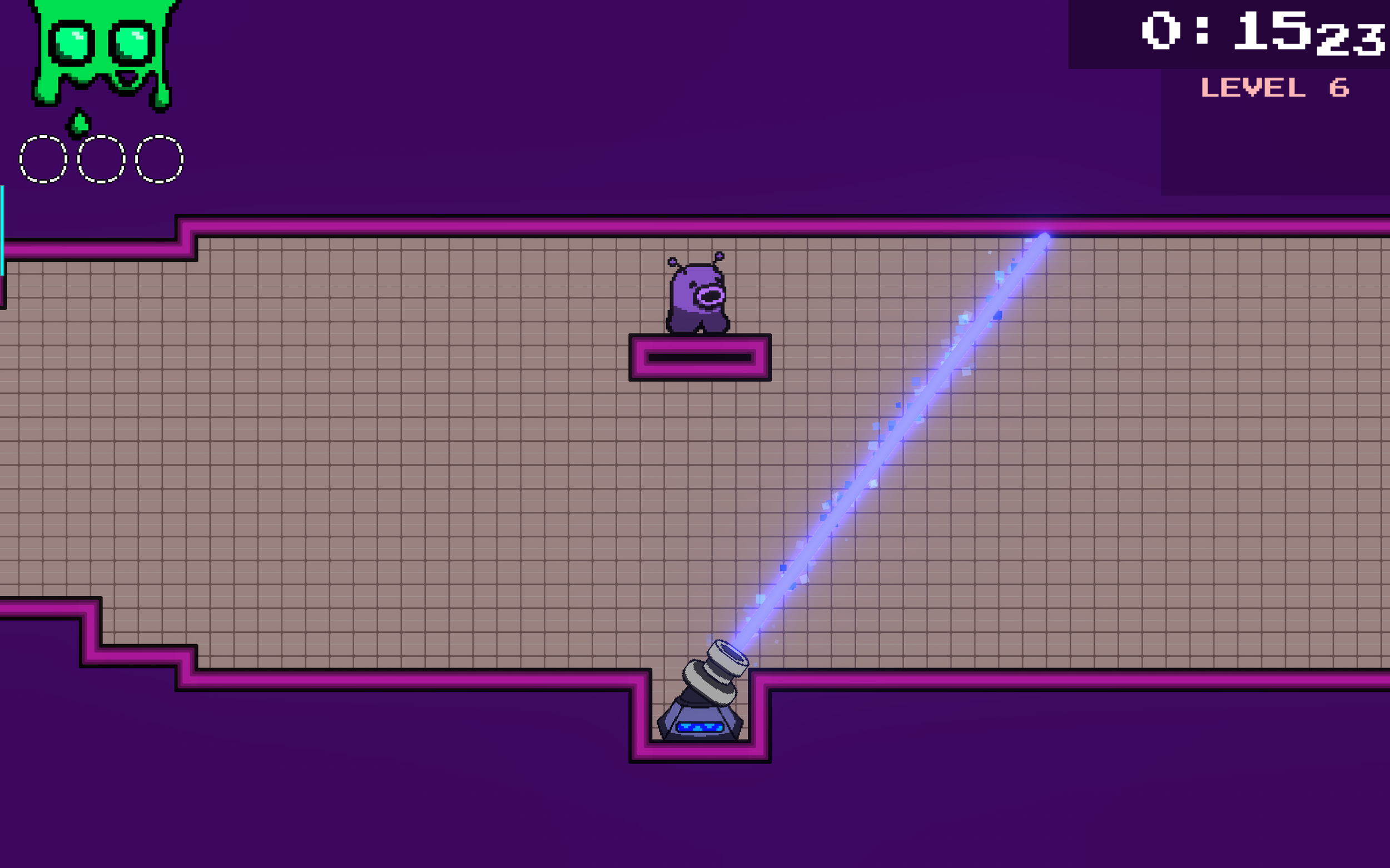 This challenge is developed further by making the player navigate above the laser for the next one. 