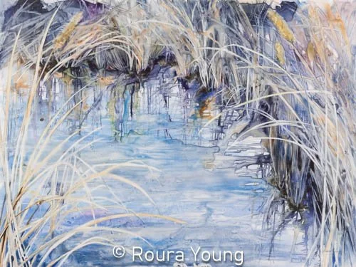 Wetland Reflections - 18" x 24" - Watercolor on Yupo - Available