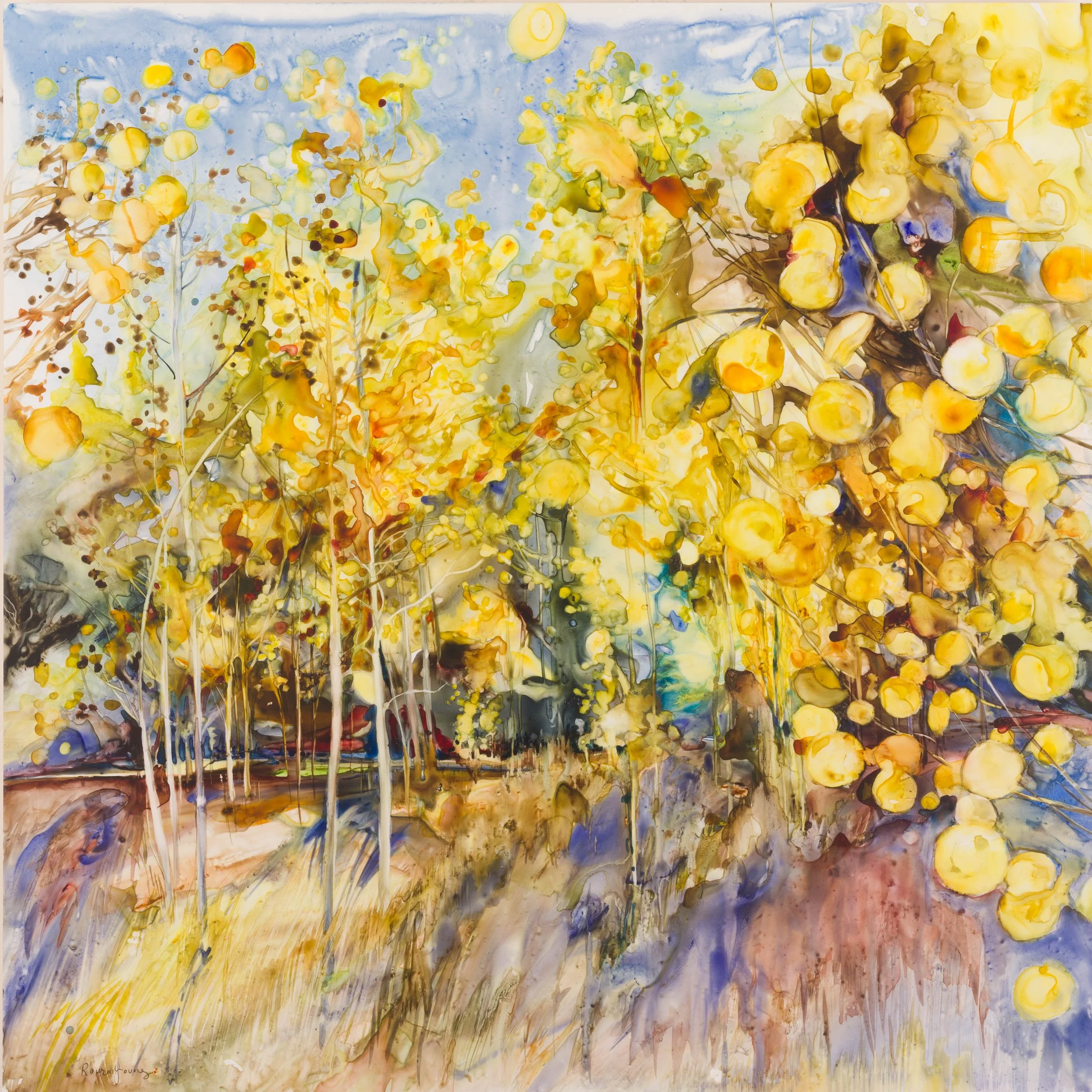 Aspen Glade no. 5 - 24" x 24" - Watercolor on Yupo - Available