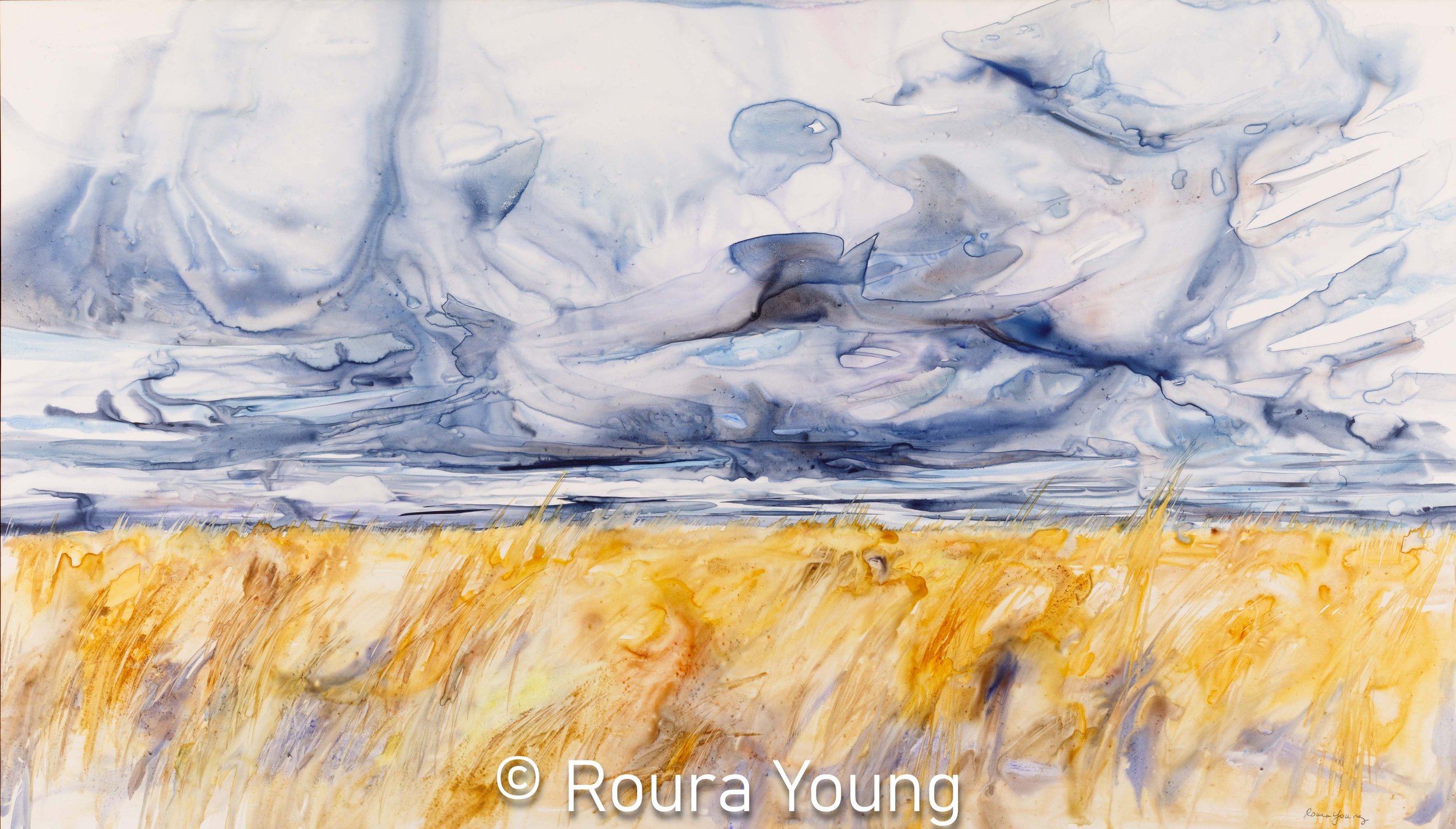 Storm Light - Cloud Landscape on Yupo paper