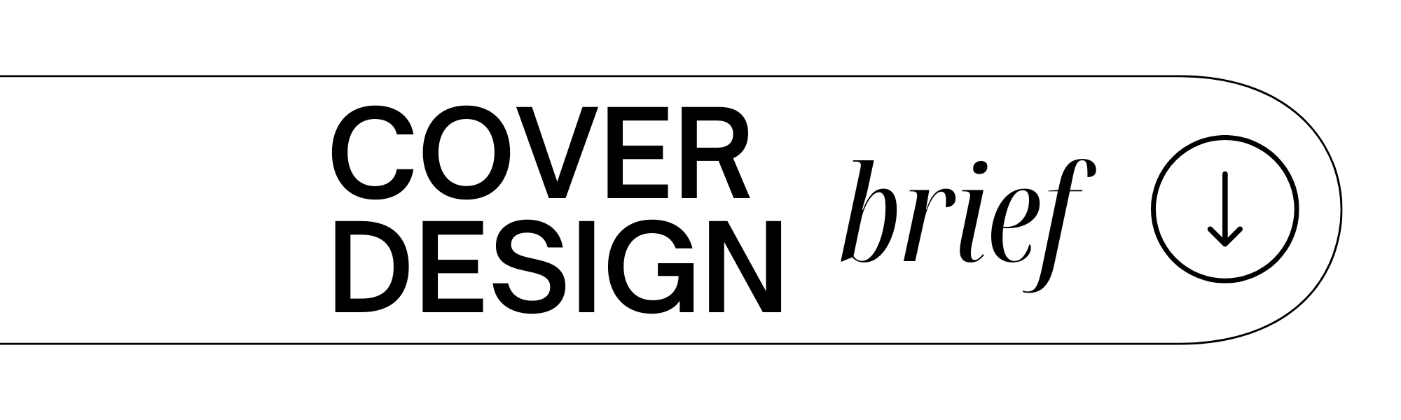 Button labeled 'COVER DESIGN brief' with a downward arrow icon on the right side.