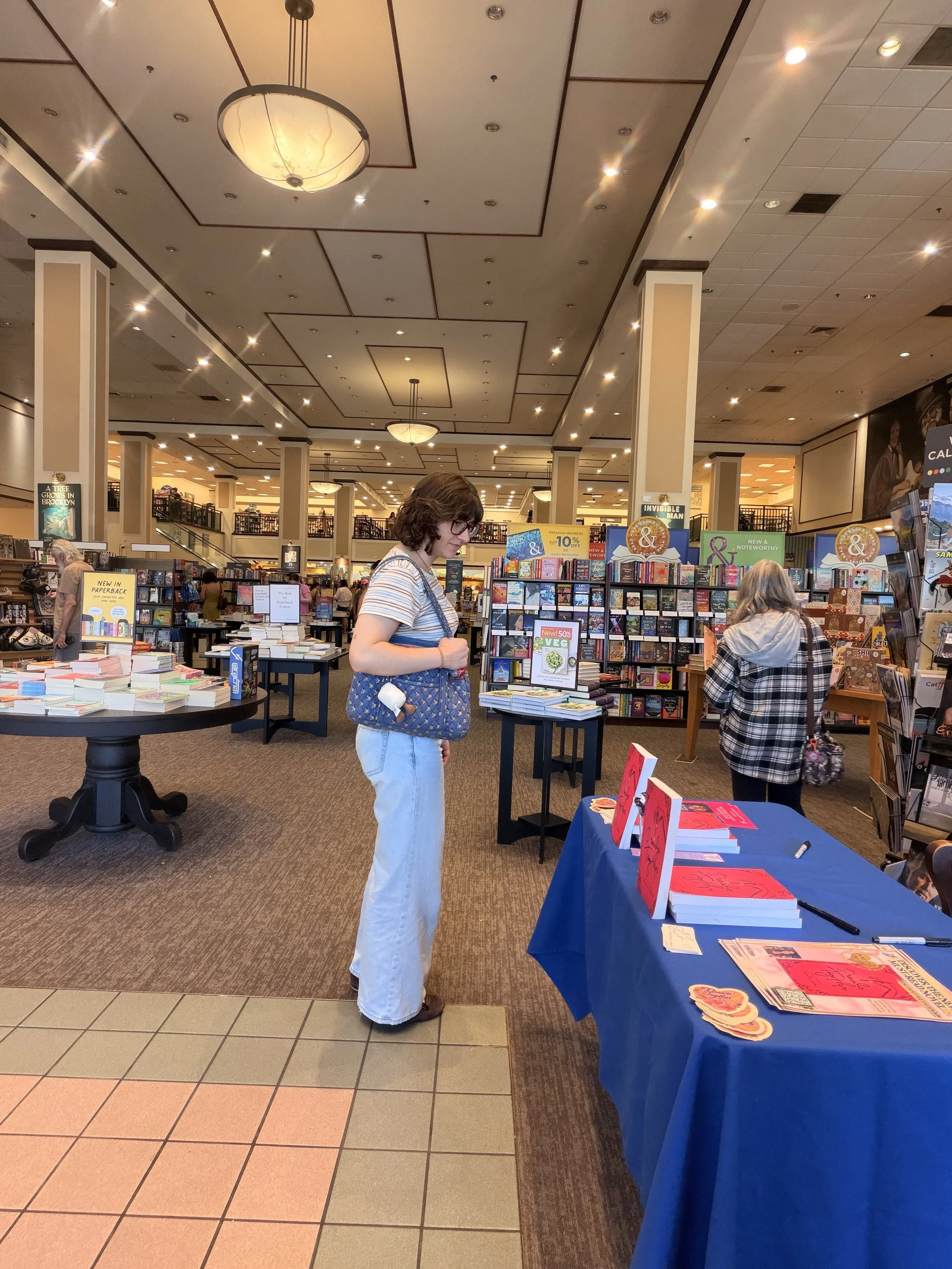 Samantha Zamora meeting a reader during her Barnes & Noble book signing at The Promenade at Westlake in California.