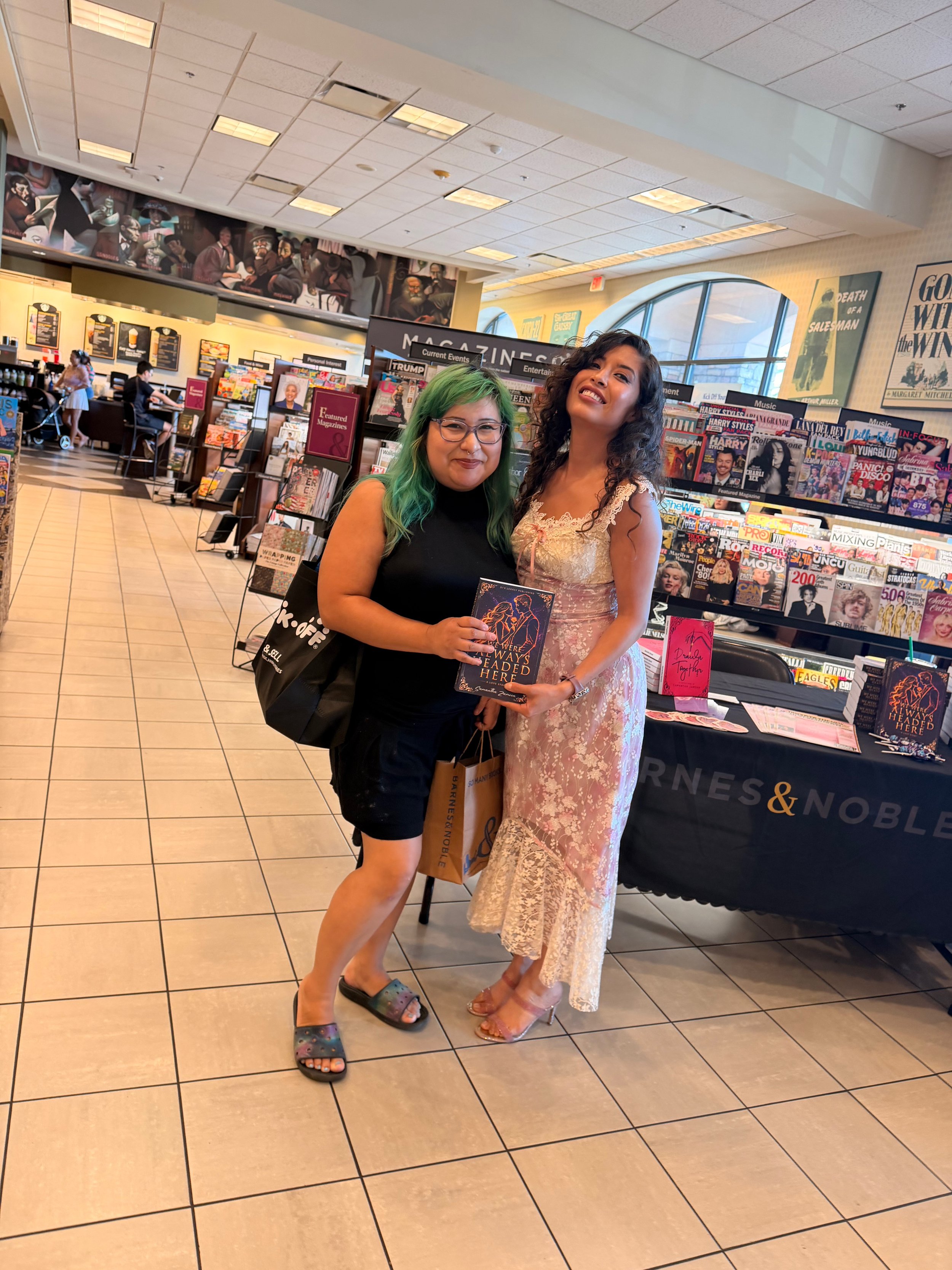 Samantha Zamora meeting a reader during her Barnes & Noble book signing in Torrance, California.