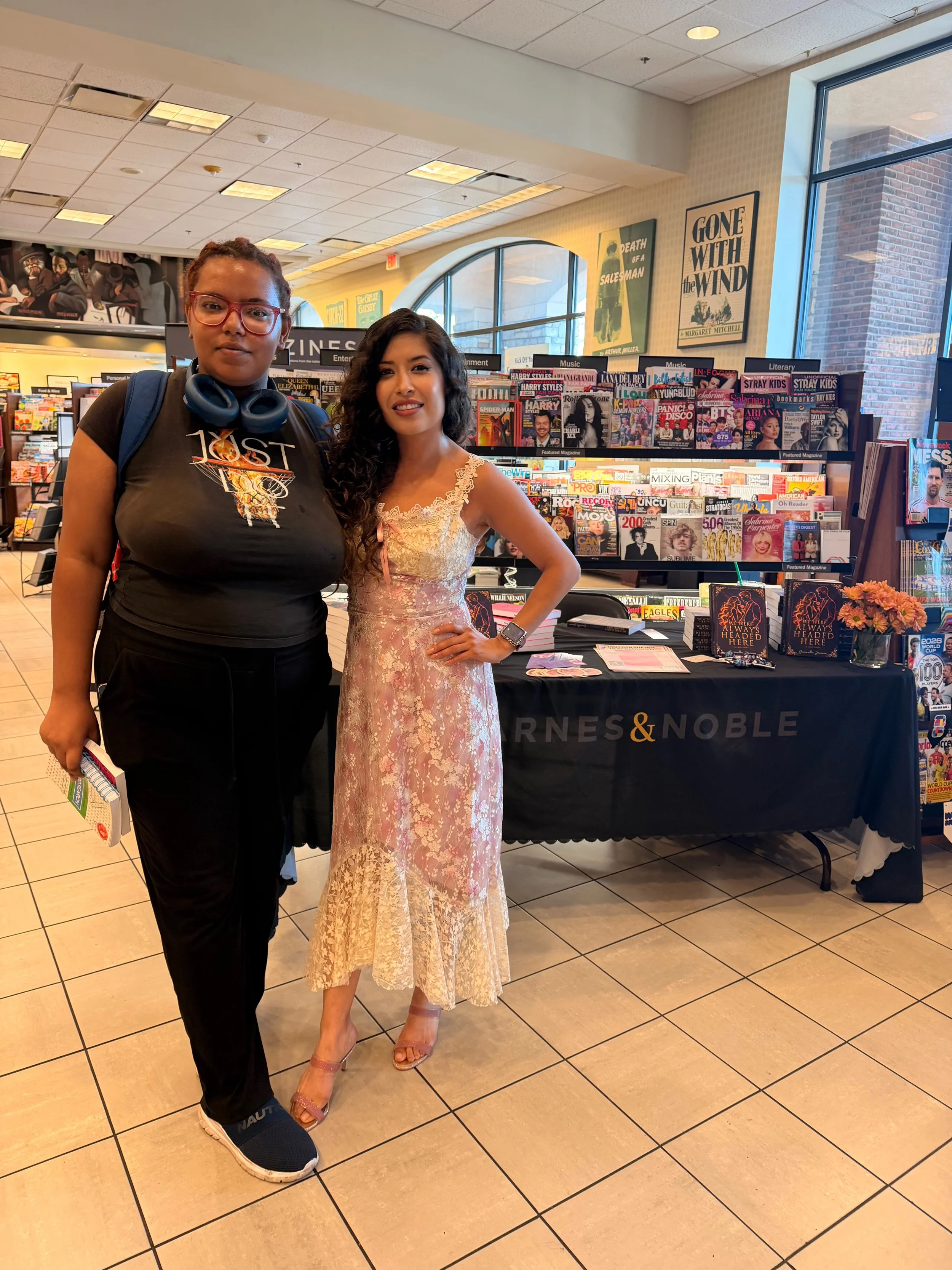 Samantha Zamora with a reader during her Barnes & Noble author event in Torrance, California.