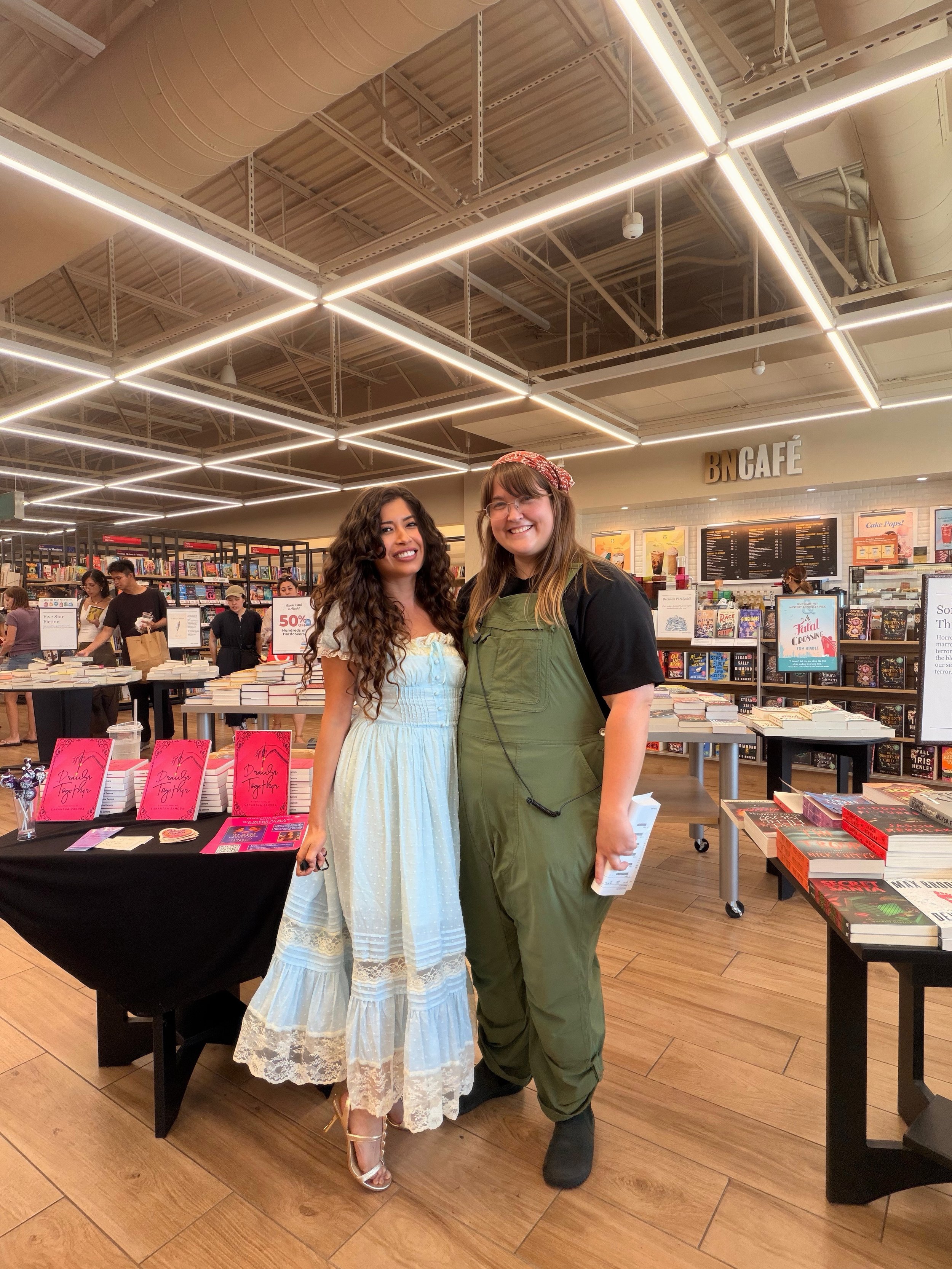 Author Samantha Zamora with a Barnes & Noble team member at her book signing at The Veranda in Concord, California.