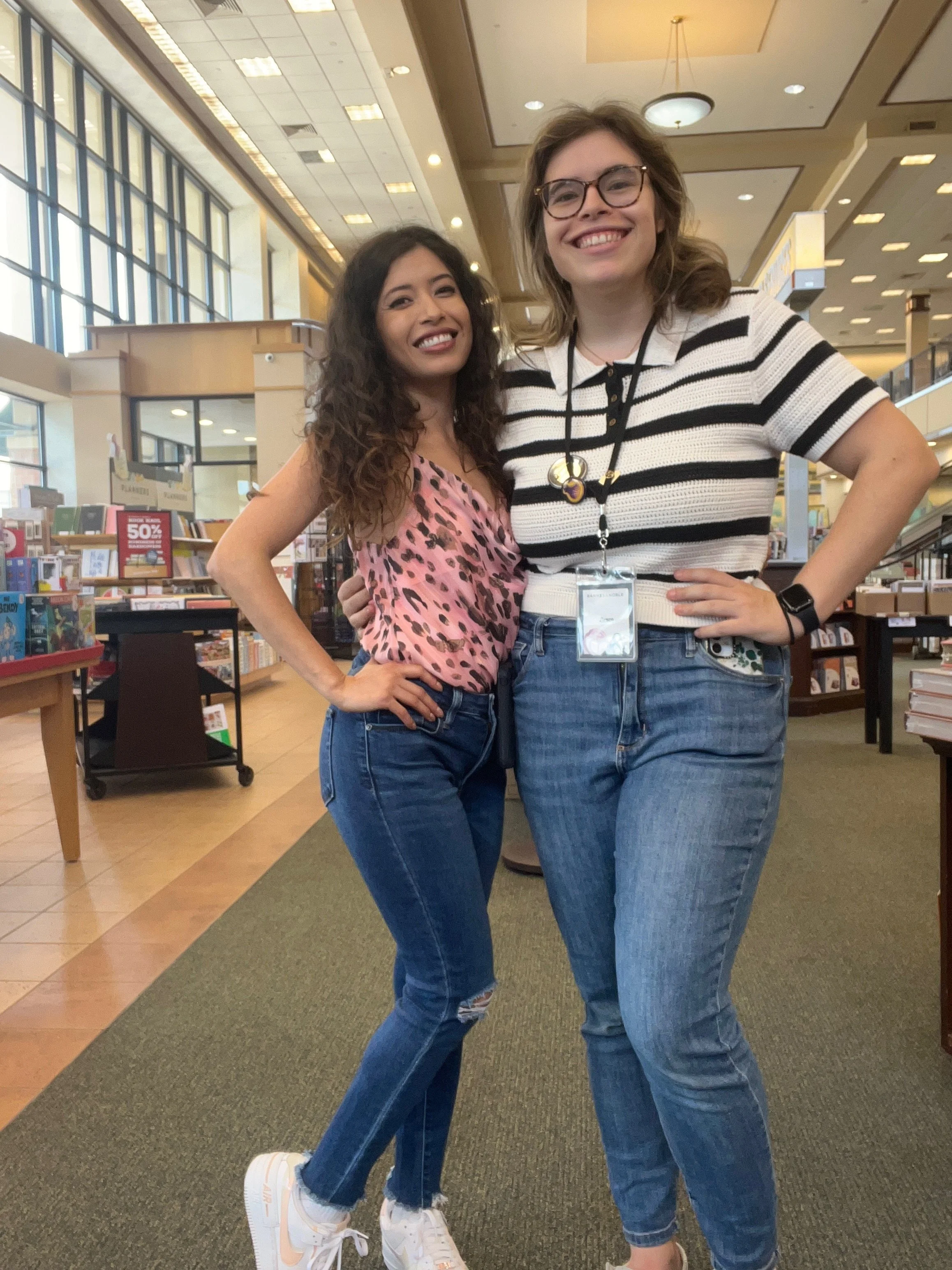 Samantha Zamora with the Barnes & Noble event host at her book signing at The Shoppes at Three Fountains in Des Moines, Iowa.