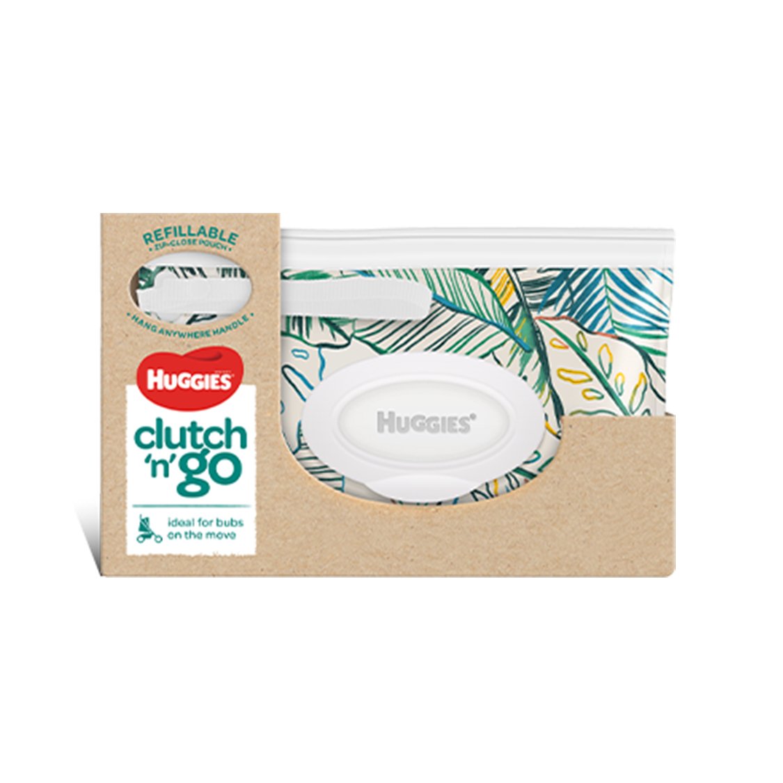 Huggies Clutch 'n' Go leaves graphic design textile design packaging