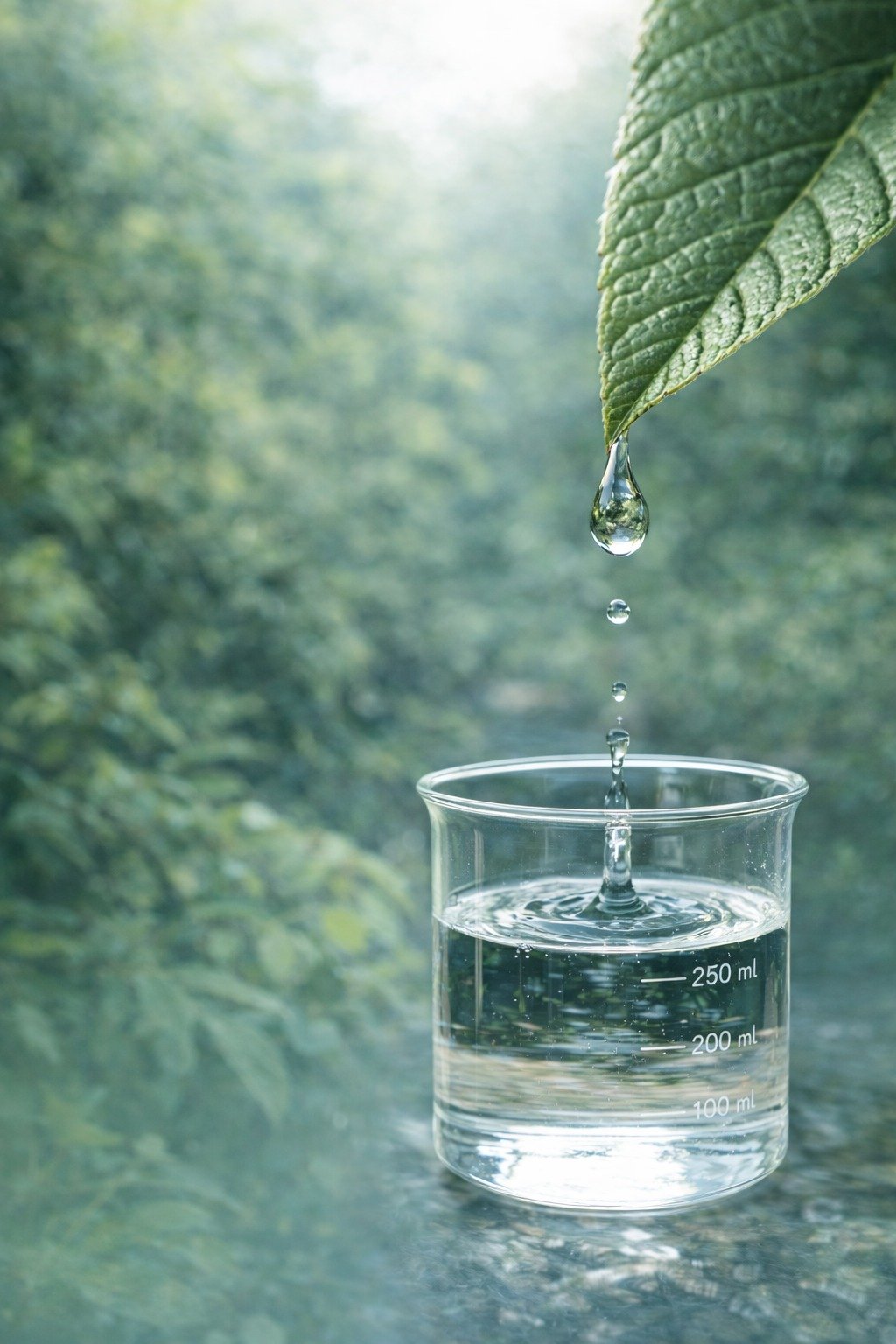 Gota de agua en un erlenmeyer