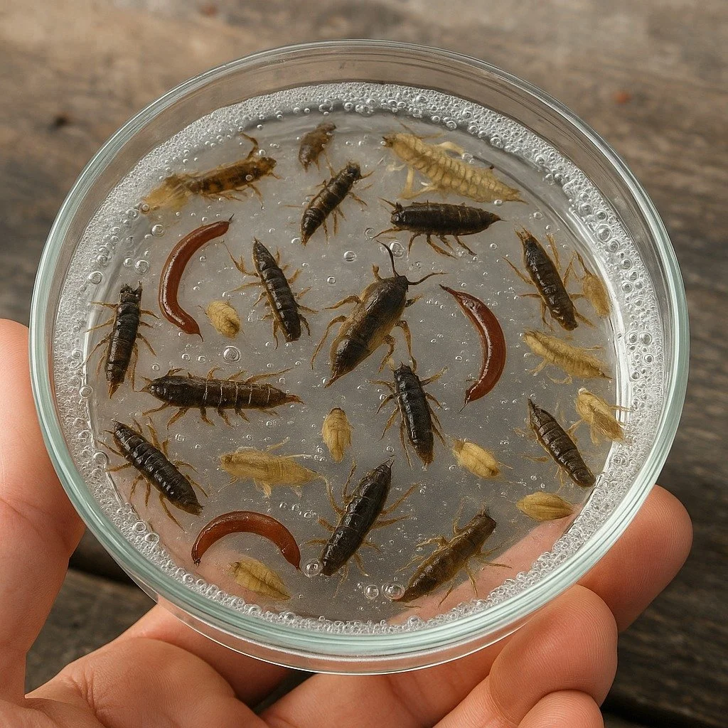 macroinvertebrados en caja petri