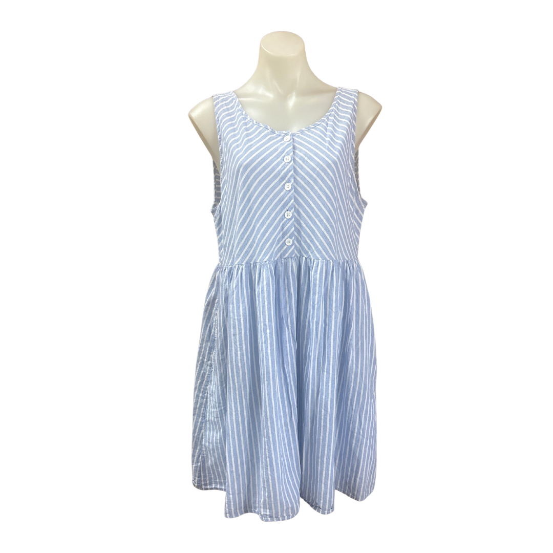 Moolk - Blue & White Striped Mini Dress - Size 14