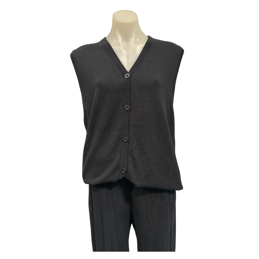 Miann & Co - Cotton Black Vest and Pants Co-ord - Size M/12