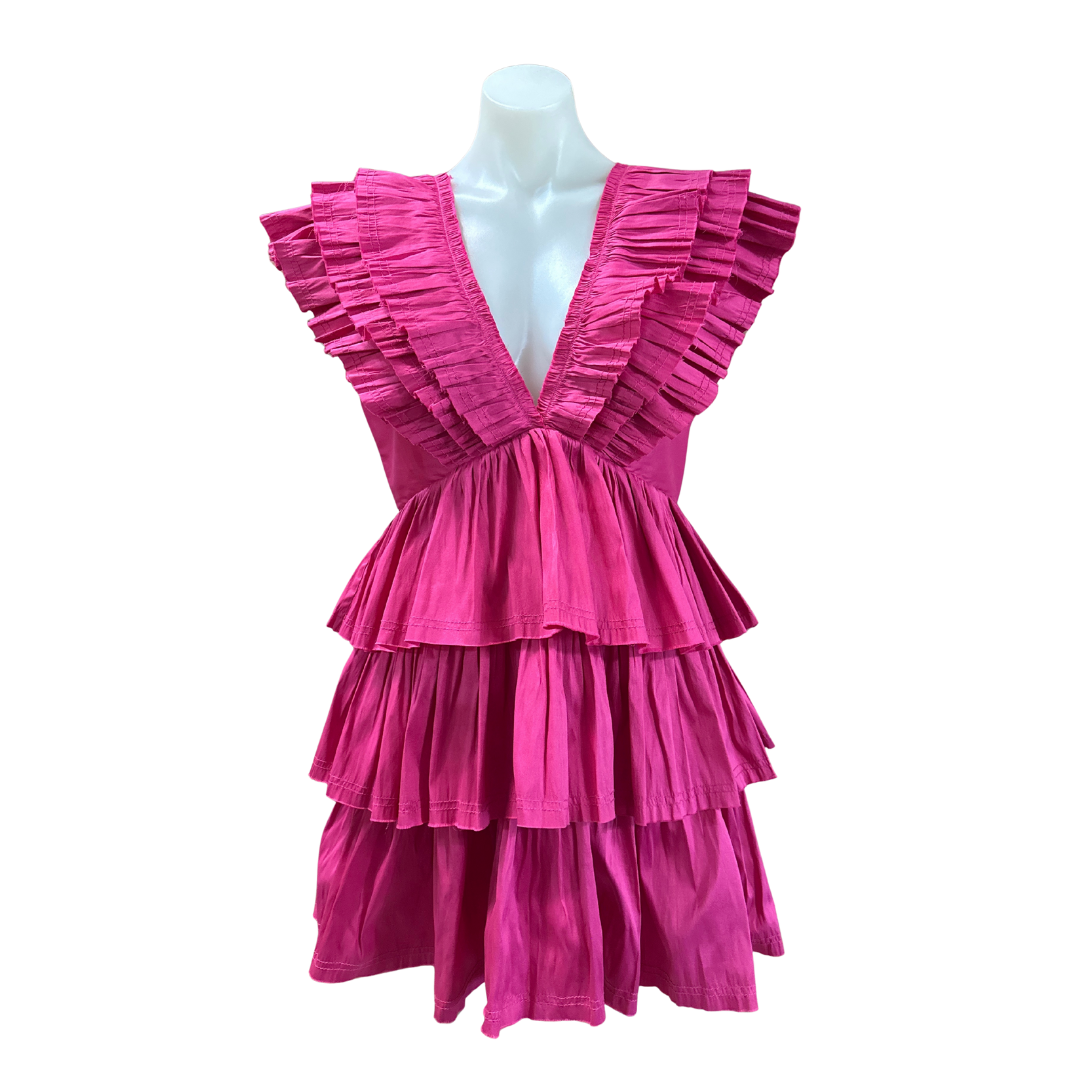 Aje - Rhythmic Frayed Ruffle Mini Dress - Size 14