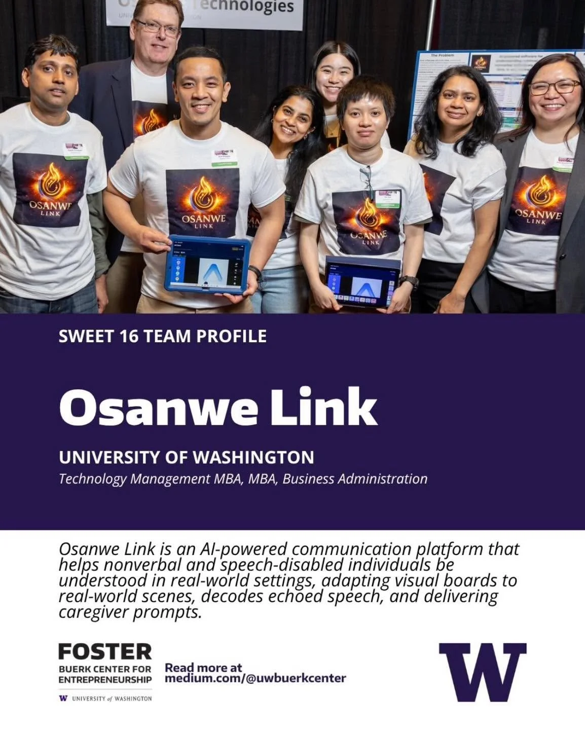 Our UW Buerk Center for Entrepreneurship Sweet 16 Team Profile. Simultaneously excited and daunted in the preparation process, but determined and faithful in crafting a pitch that will be heard around the world (or at the very least, the Cascadia cor