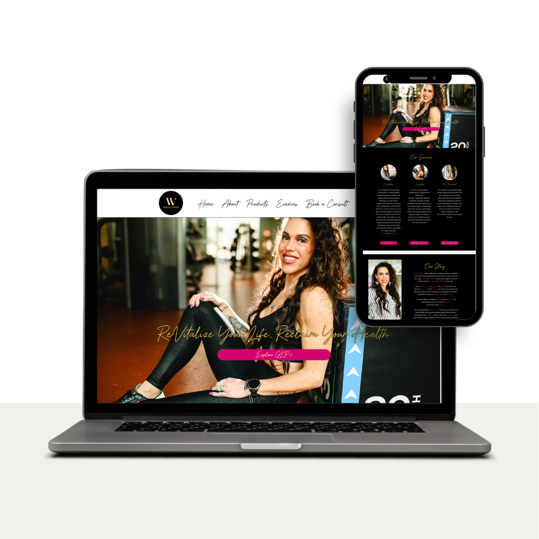 Woman in black workout clothes sitting on gym floor, smiling, next to Kettlebell box, gym background with exercise equipment.