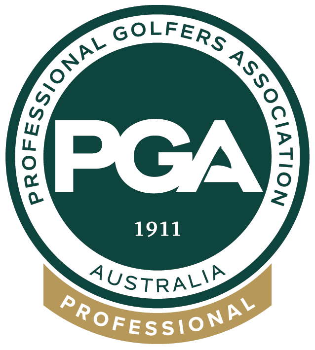 Logo of the Professional Golfers' Association (PGA) Australia, established in 1911, featuring a green and gold circular design with text.