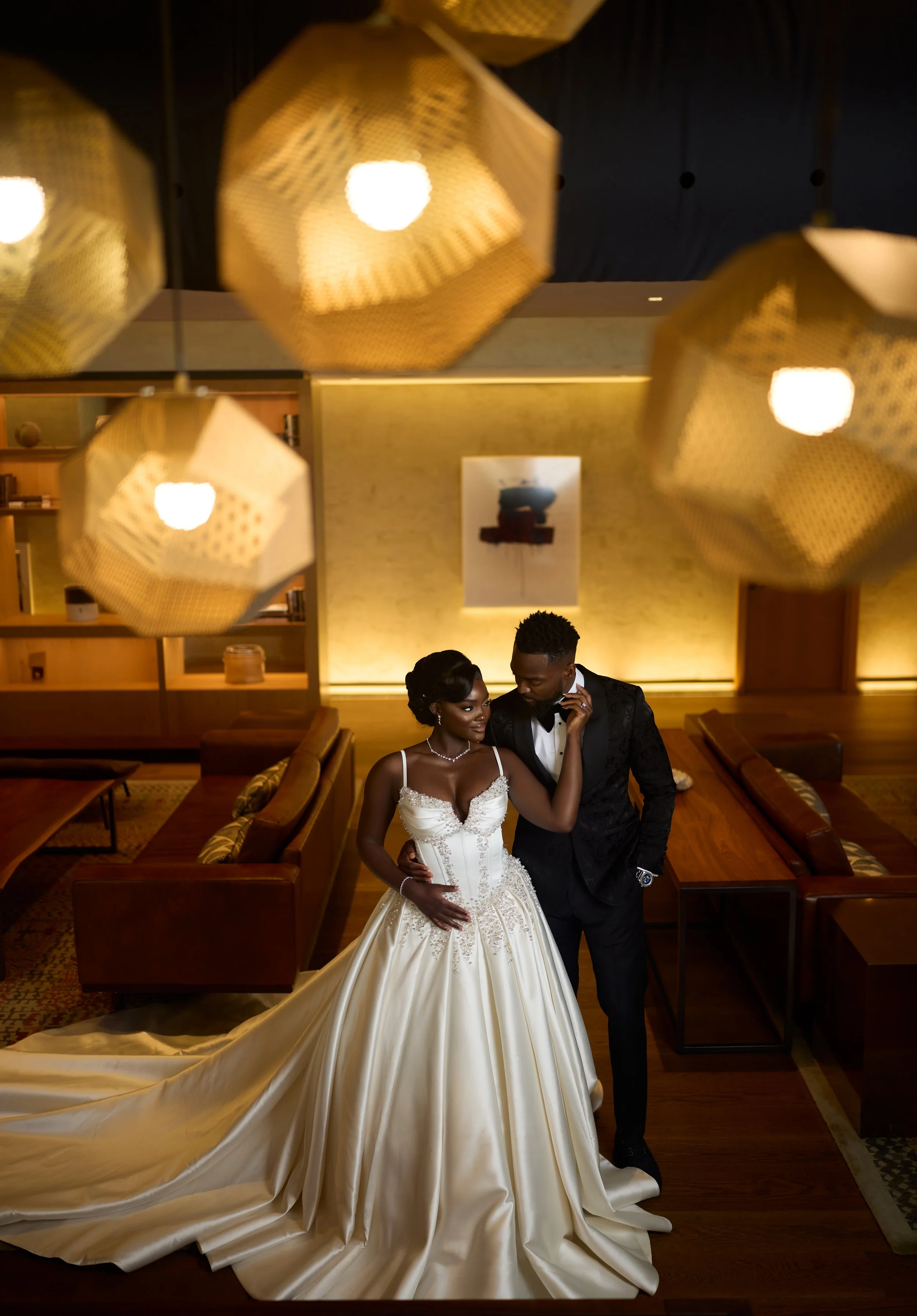 Editorial-style wedding photography of bride and groom in Washington DC 