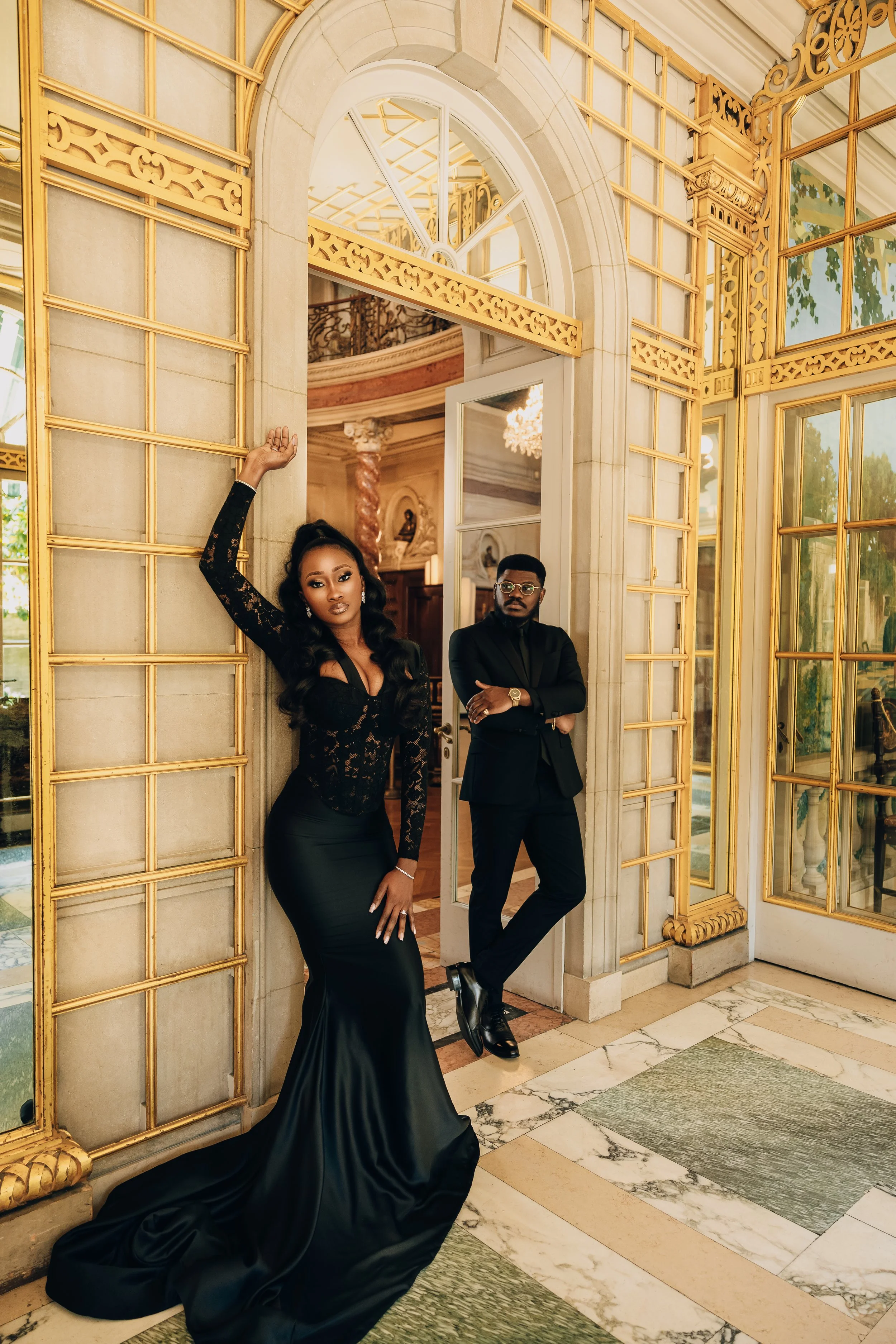 Editorial-style wedding photography of bride and groom in Washington DC at Larz Anderson House 