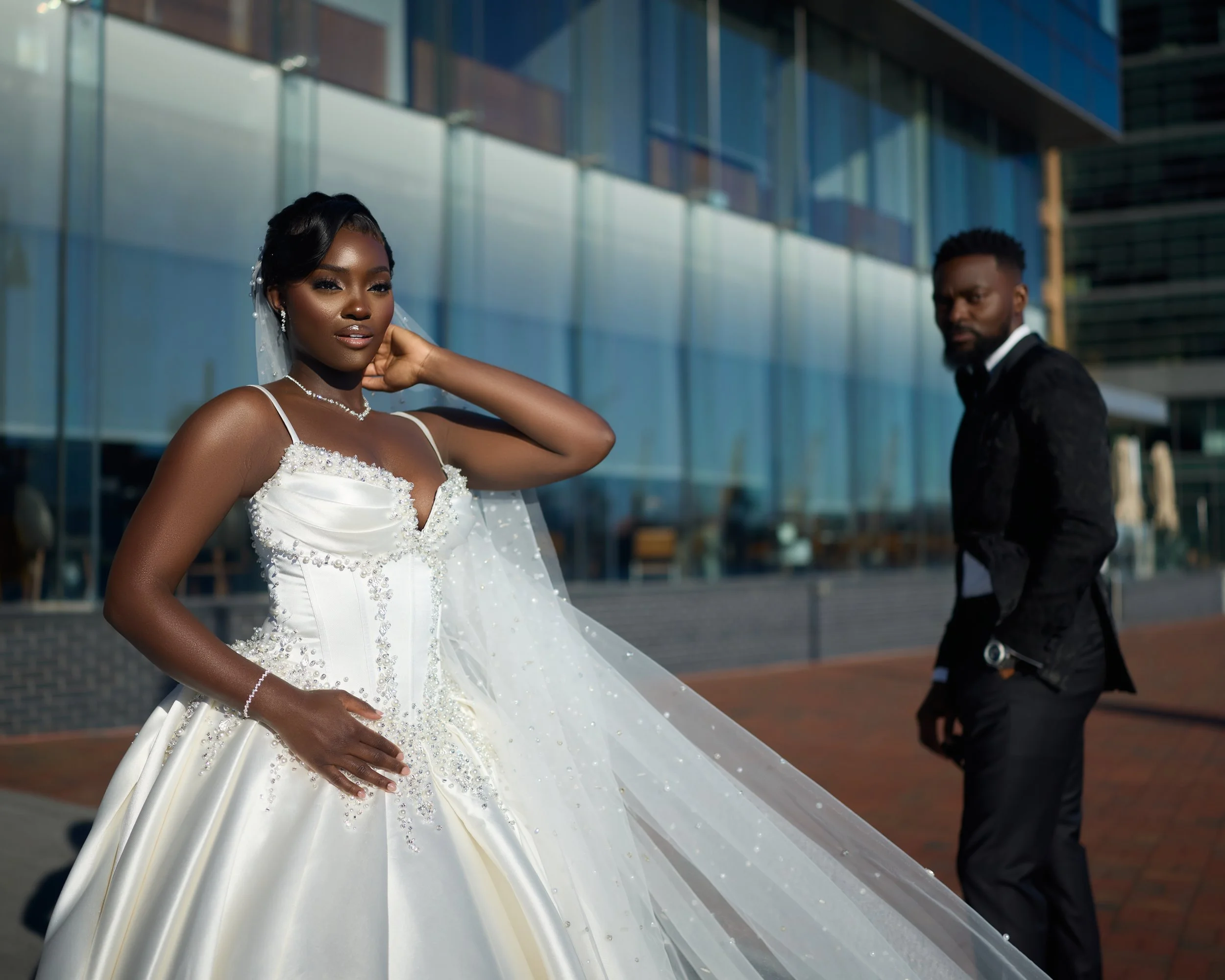 Elegant bride and groom portrait at a Washington DC wedding photographed by Dawtos Studios