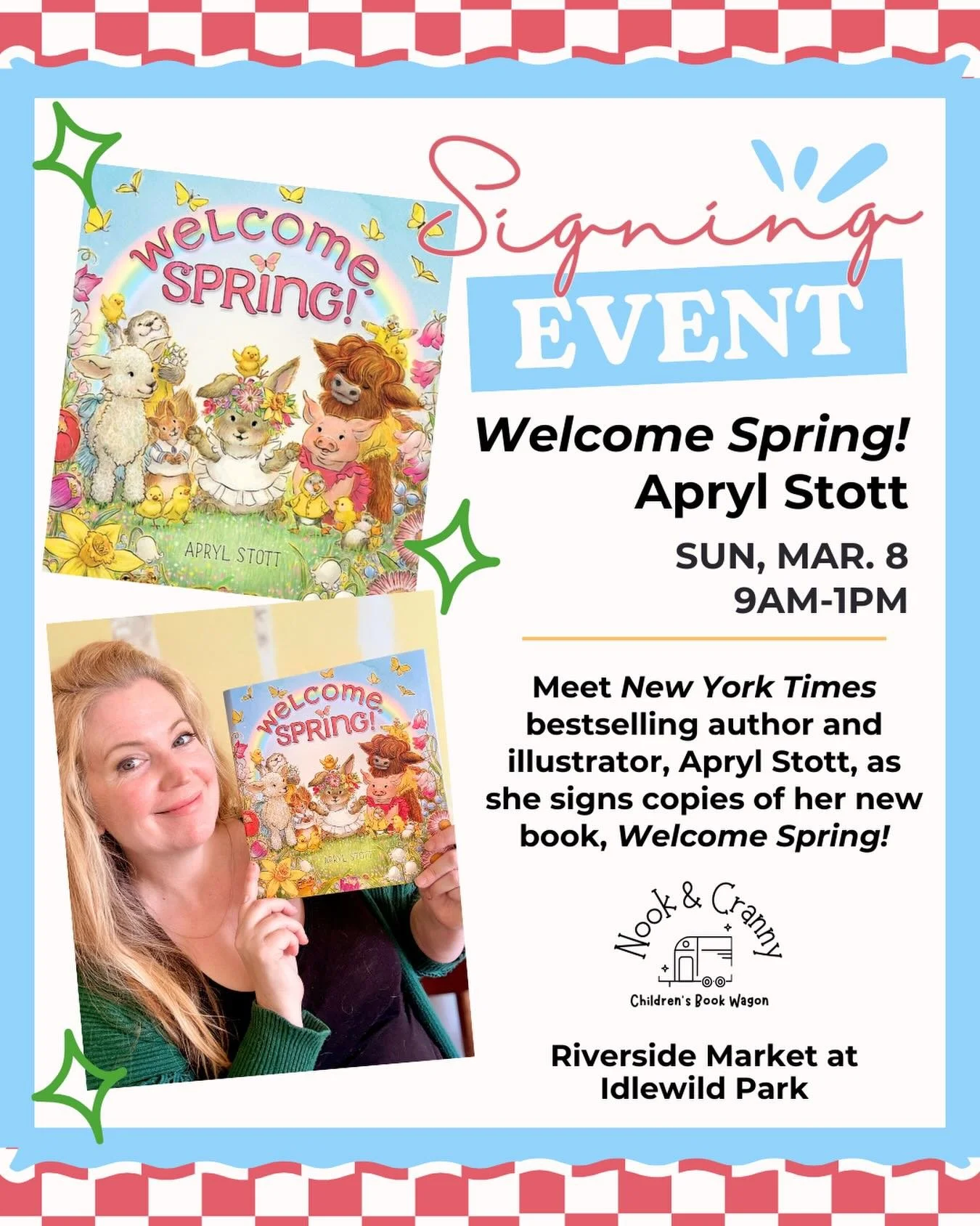 🌸📚 Meet NY Times Bestselling Author Apryl Stott!

We are SO excited to welcome New York Times bestselling author &amp; illustrator @aprylstott to Riverside Market at Idlewild Park on Sunday, March 8th 9am&ndash;1pm for a very special author signing
