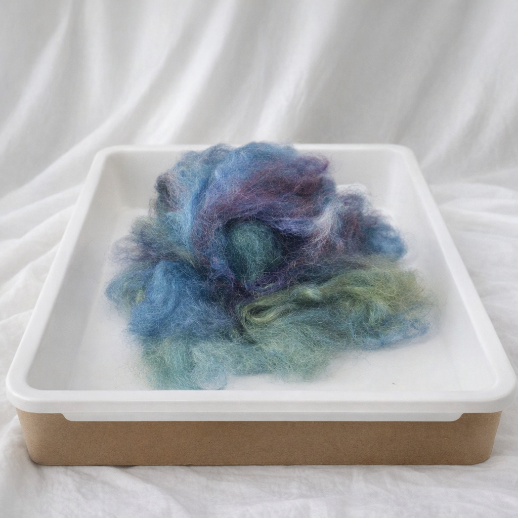 Heart of the Storm Colorway, Tussah Silk Cloud, sold by quarter ounce