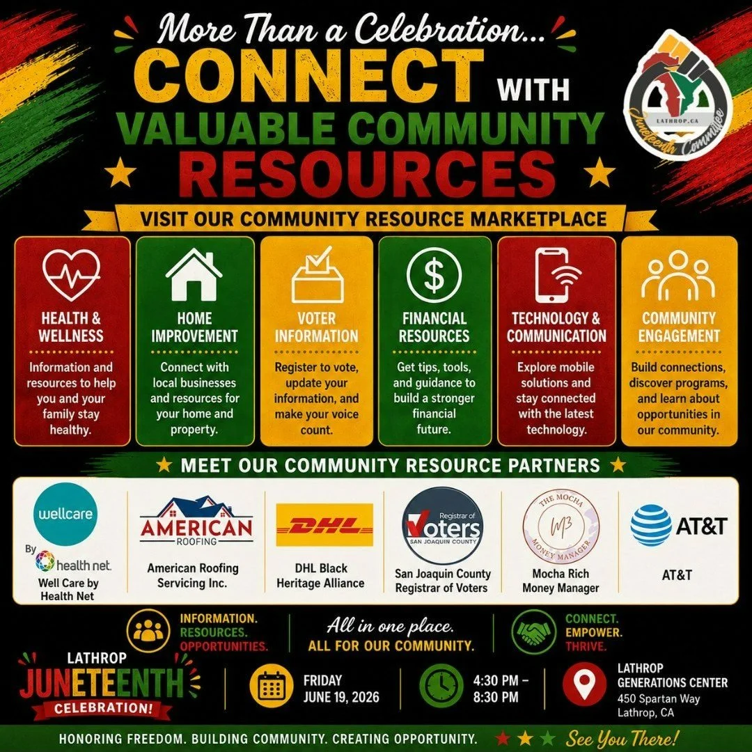 🤝 MORE THAN A CELEBRATION... CONNECT WITH VALUABLE COMMUNITY RESOURCES! 🤝

Juneteenth is a time to celebrate freedom, heritage, and community. It's also a time to connect with organizations and businesses that provide resources, services, and suppo