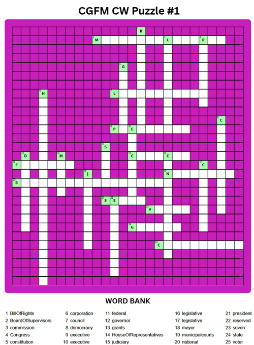 CGFM CW Puzzle #1