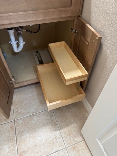 Under vanity slide out storage