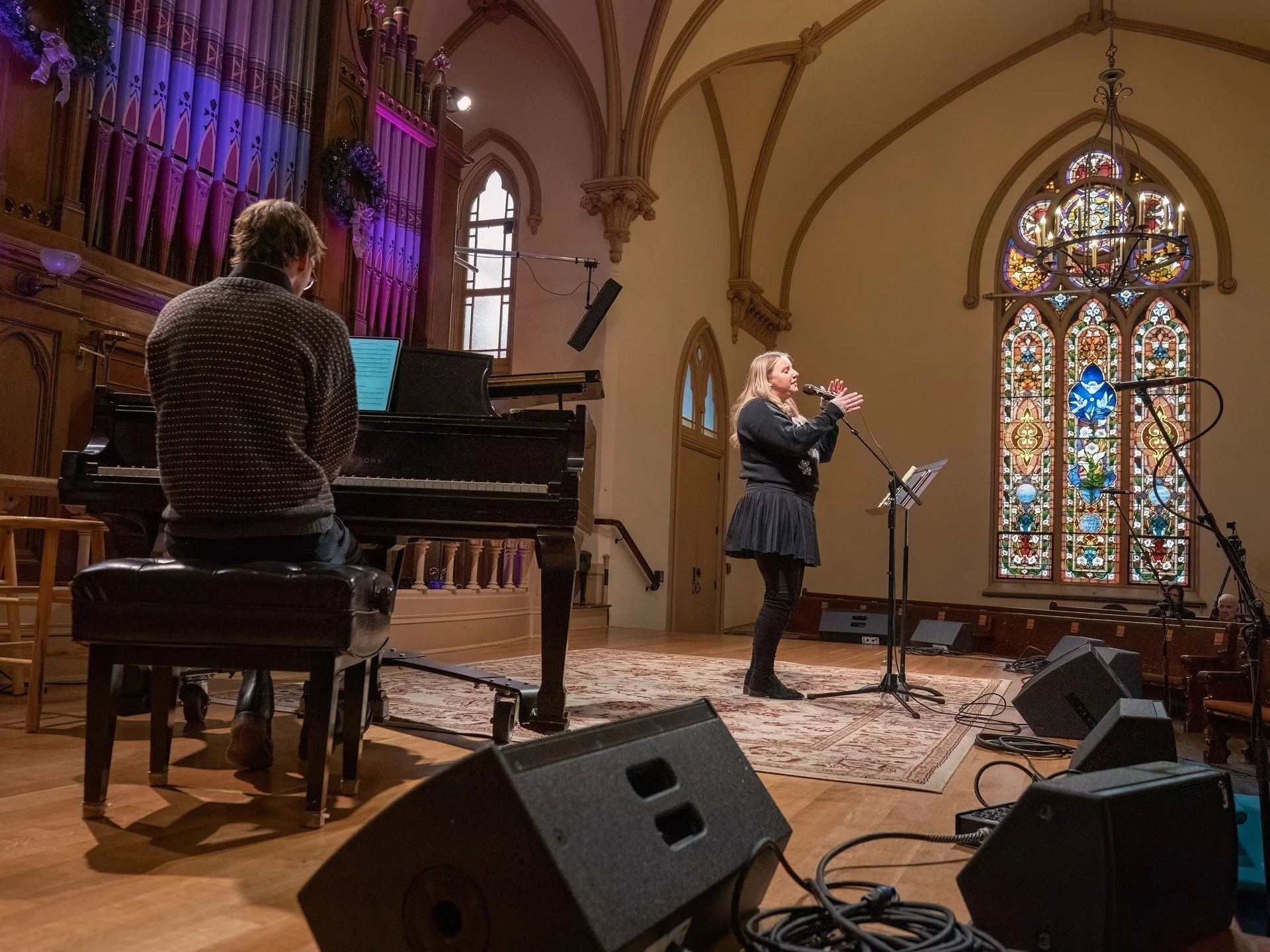 Hannah DiMo and Paul Moyer (piano) performing today at The Old Church. When not working as the music buy for TOC, Hannah is a very accomplished jazz vocalists. She was accompanied today by pianist Paul Moyer. @hannahdimo @paul_moyer @theoldchurchconc