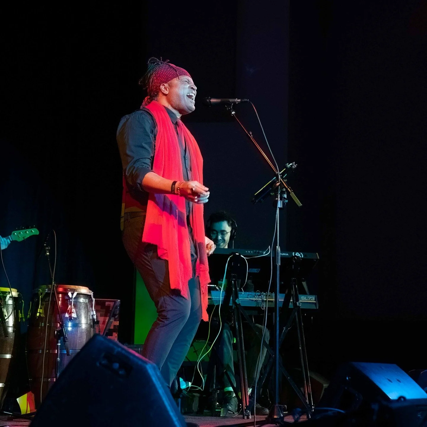 I first discovered singer, songwriter and jewelry Sharif Iman at the Montavilla Jazz Festival. I was pleased to see him again last night on stage at Alberta Abbey backed by the Free Tones. He and the band were part of a Valentines Day spectacular pre