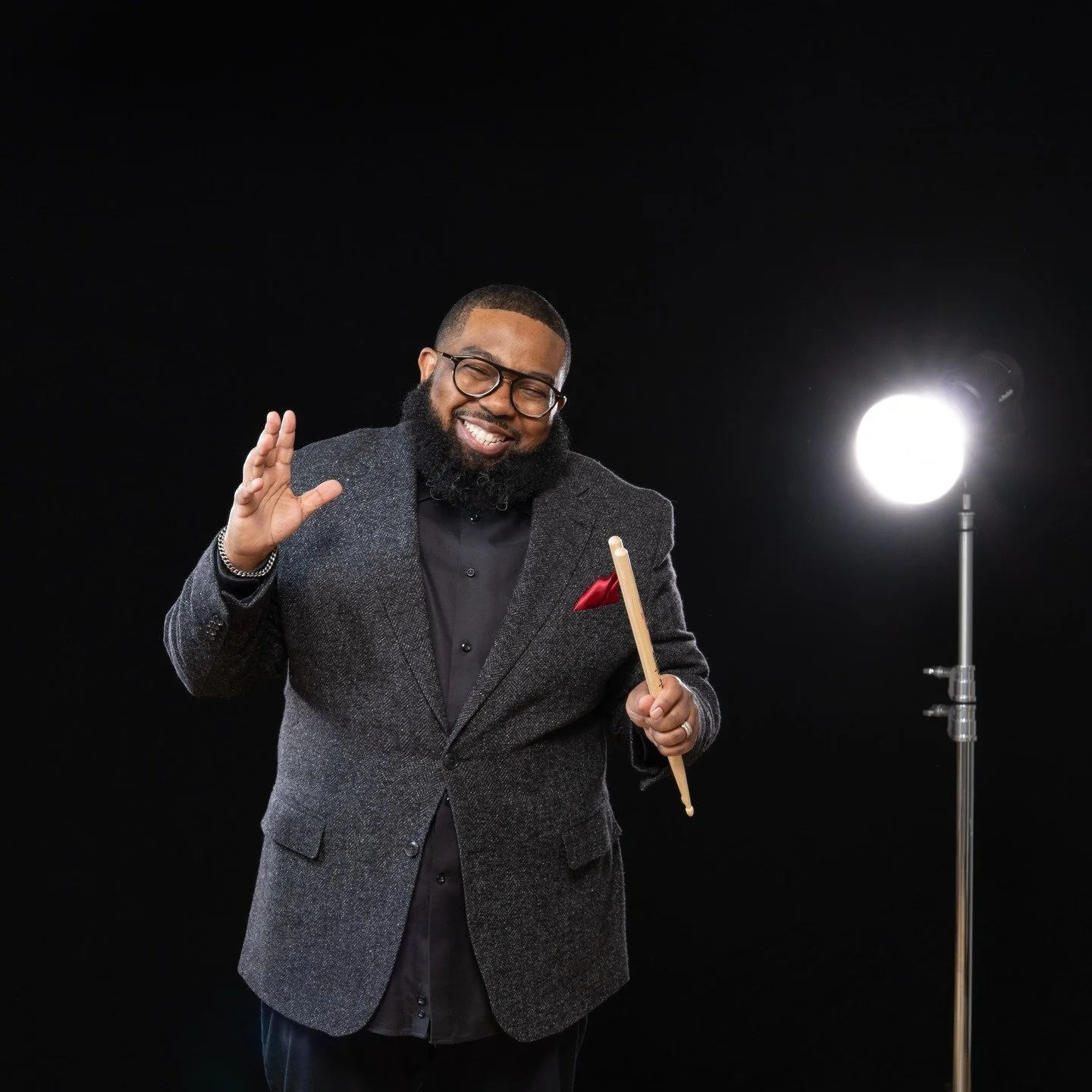 Terrel "Peanut" Reed in the Becker Canyon Studio yesterday. Peanut relocated to Portland three years ago with his family. He hails from Memphis where his family had connections to the iconic Stax Recording Studio. He began drumming at an ea