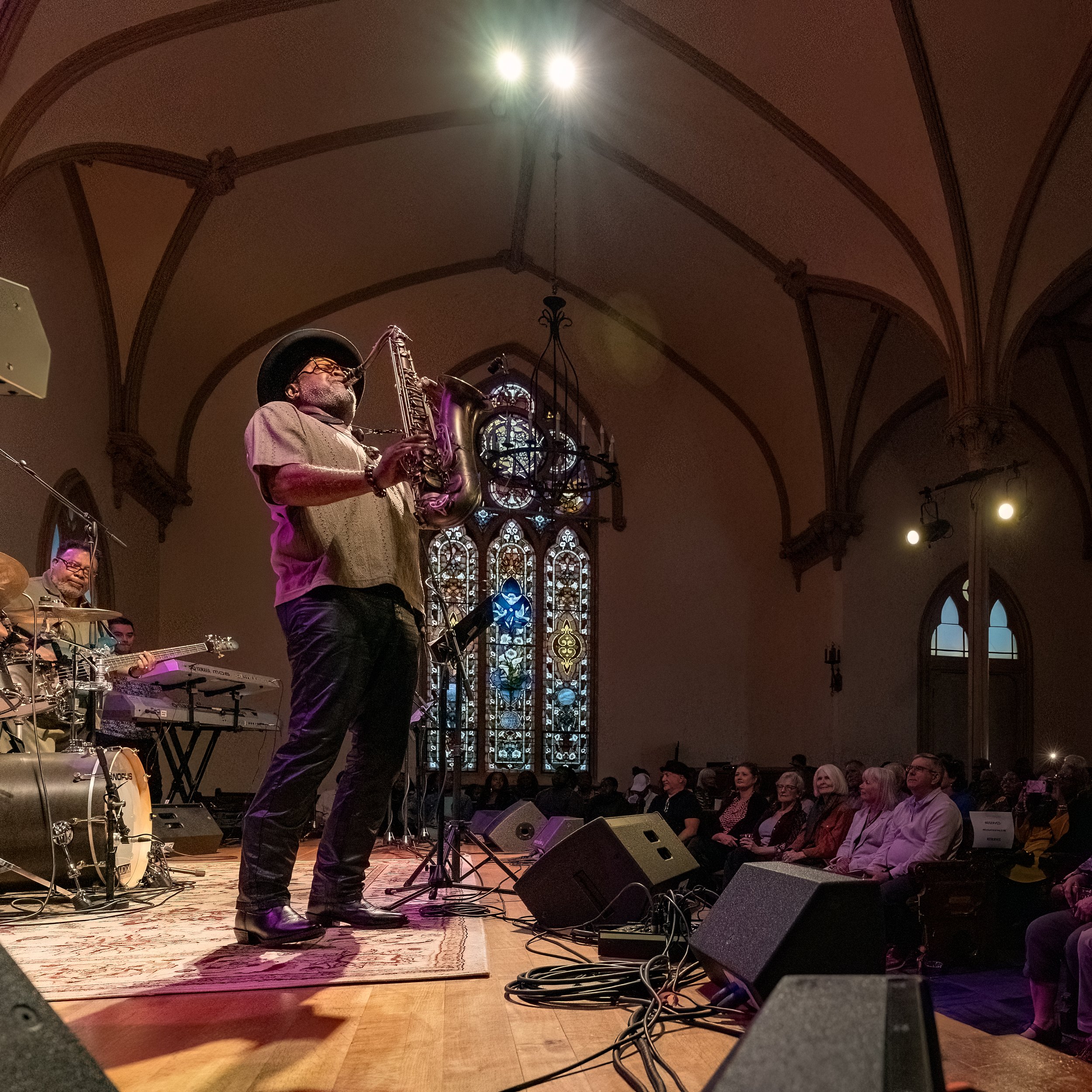 Eldon T. Jones, OMG! T and his family and large circle of friends brought it all last night at The Old Church. The energy was electric from start to finish. The audience sang along and T. strutted across the stage and into the audience with complete 
