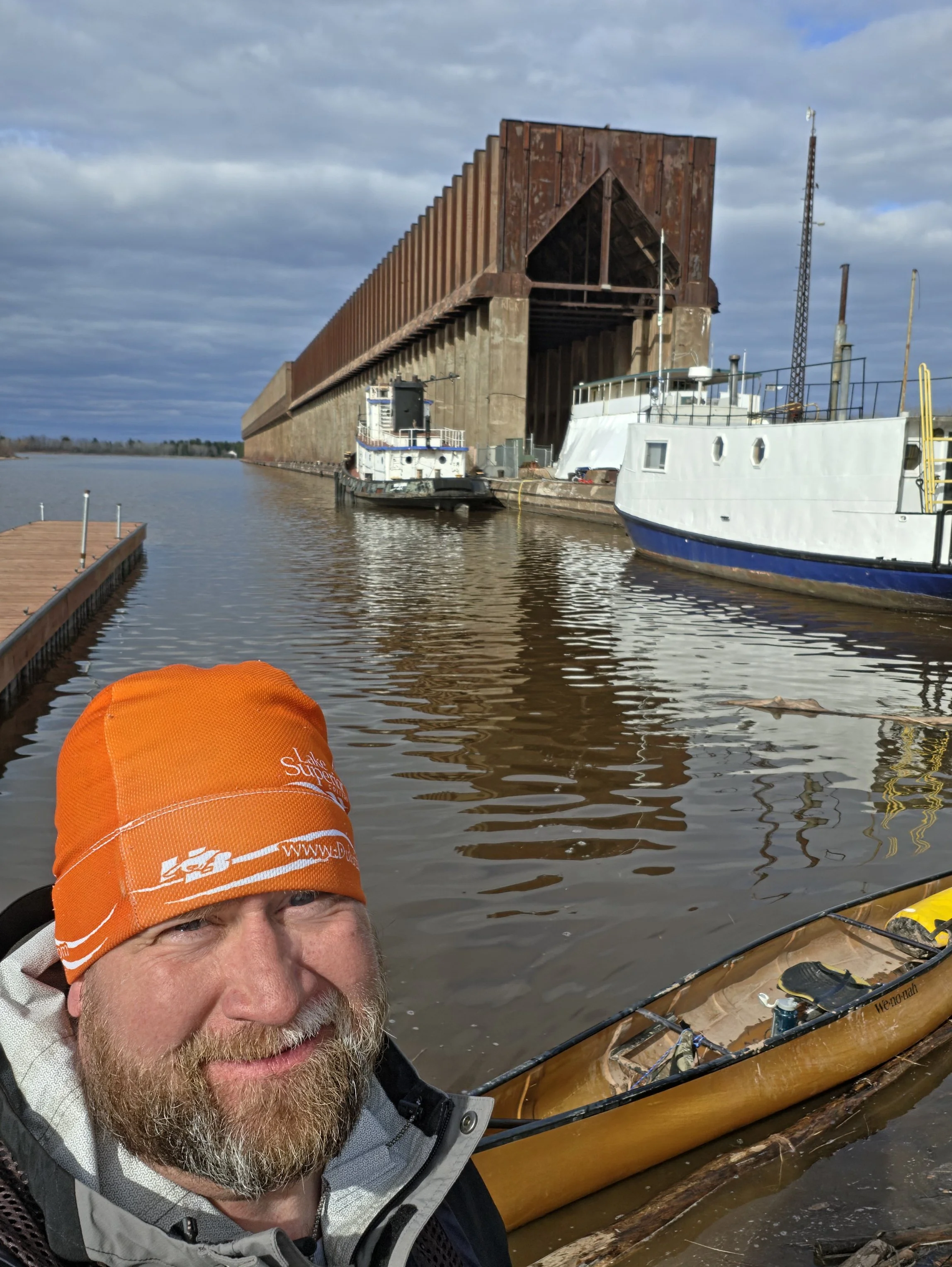 Joe Gerard at Lake Superior after paddling 54 miles on the Nemadji River