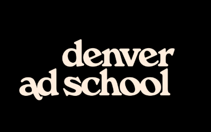 Denver Ad School logo with beige text on a black background