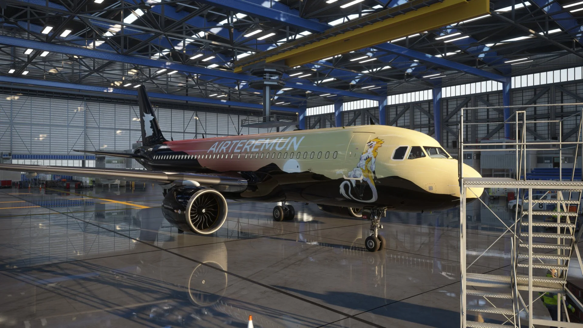 By Rogerio D. (ORB0002) ~ "Air Teremun's new livery prepares to leave the hangar."