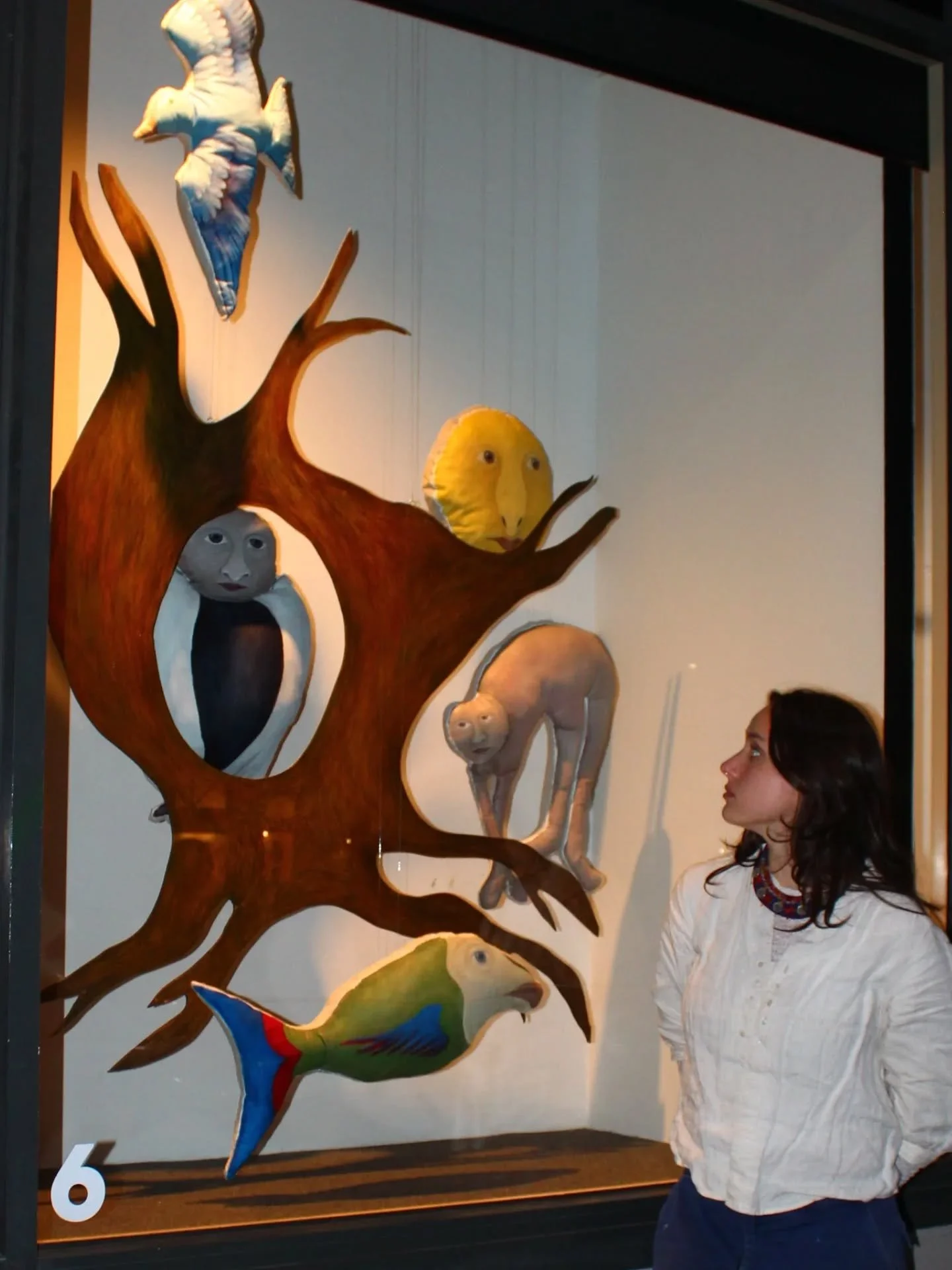 Eeee my window display on Yarra st! This is going to be up for 3 months ! 
I built the soft sculptures as a winding down activity after my solo show in April... We had the creatures hanging around our lounge room since then. Building the tree felt li