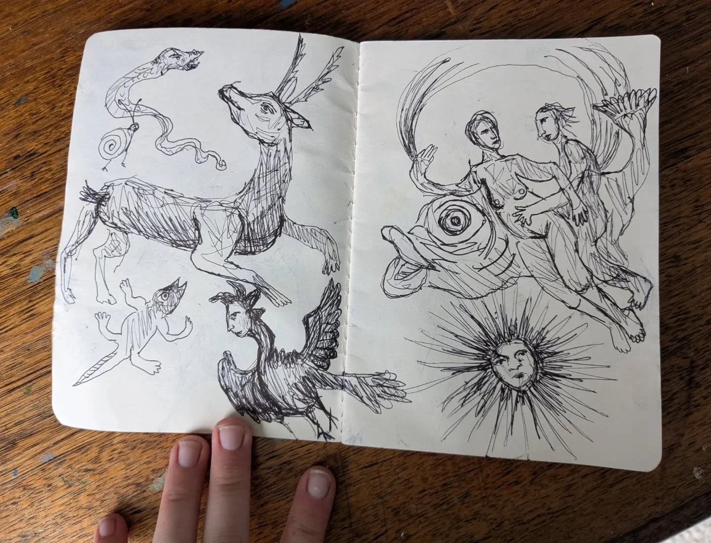 Sometimes before I paint I draw in my little notebook .... Not had much time to do the painting part but have found myself occasionally putting something in my notebook before bed or first thing after I wake, 

💘