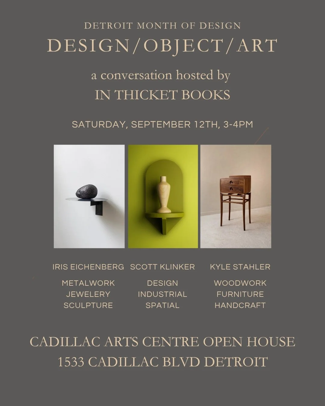 DESIGN/OBJECT/ART conversation

Saturday, September 12th from 3-4pm we're excited to host three incredibly talented artists/designers/makers of stunning objects: @iriseichenberg , @scottklinkerdesign , and @camber.atelier for a discussion in the stor