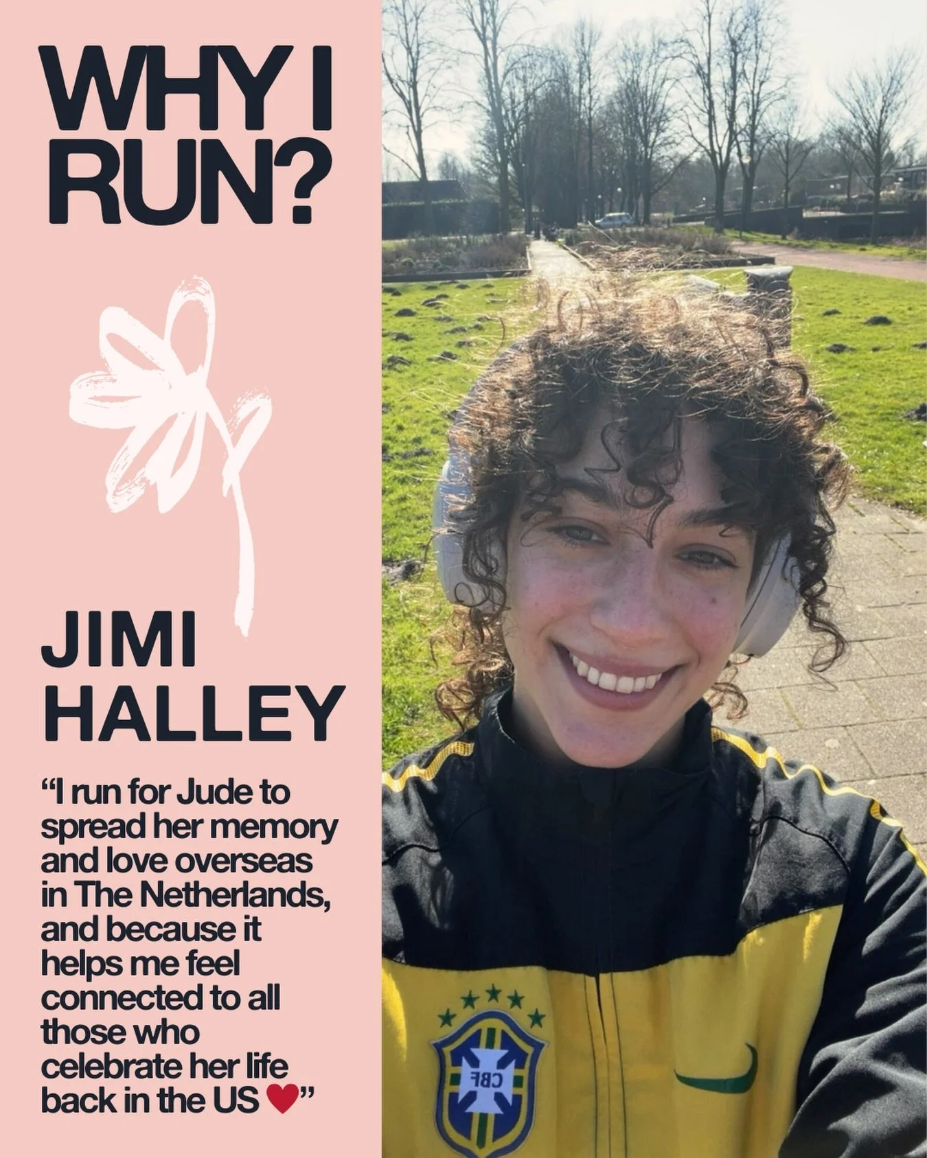 Our cause doesn&rsquo;t stop at borders! No matter where you are, you can run/walk with us!🫶 Read why our friend Jimi Halley supports the cause from the Netherlands🌎 #WhyIRunWednesday
