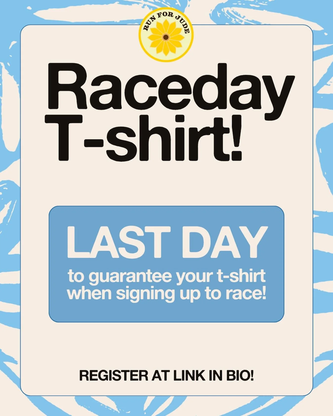 The deadline to register for the race and guarantee a t‑shirt is TOMORROW! Don&rsquo;t miss your chance to sign up - you&rsquo;ll definitely want to add this year&rsquo;s shirt to your collection 🌻🏃&zwj;♀️⌛️