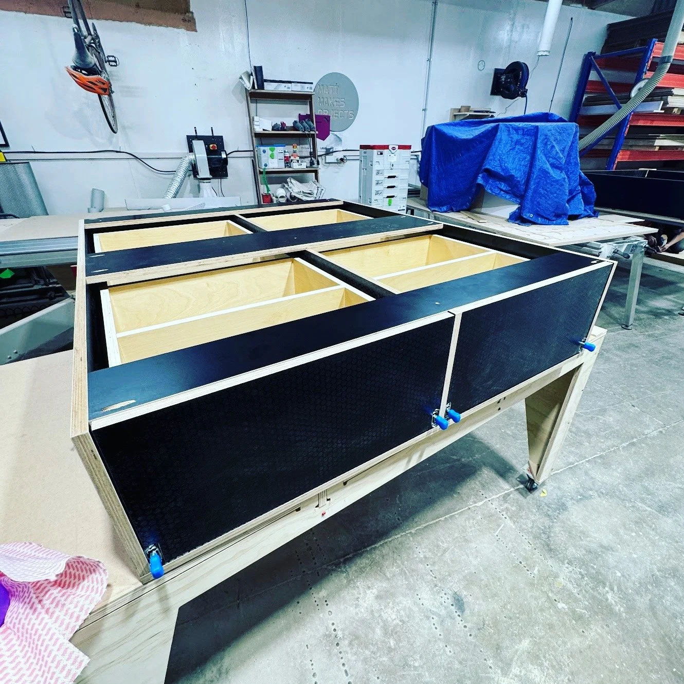 Custom Van drawers - now shipping, this lot to Auckland, featuring hex ply from @plymasters_nz and 1400mm lockable rails #nzmade #vanlife #cncwoodworking #workvan