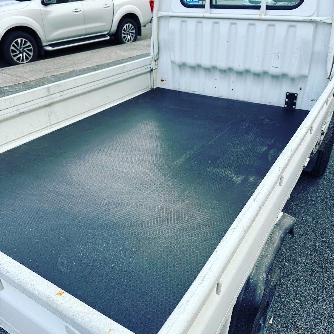 We love working on vehicle fit-outs, big and small - this is a hex ply bed liner in our tiny borrowed delivery truck #nzmade #cncwoodworking