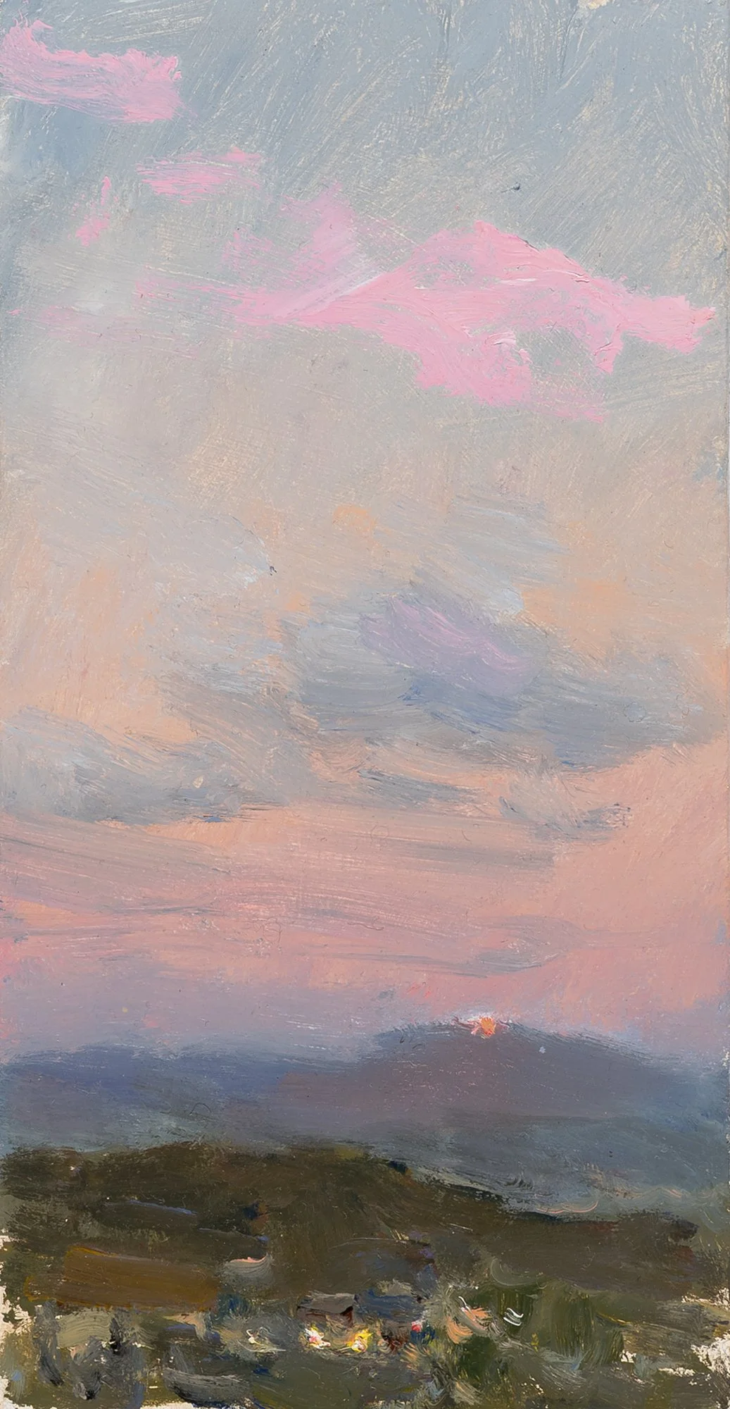 Dusk from Athleen 2. Oil on wood.