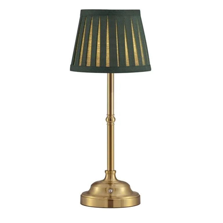 GOLD STEM LAMP WITH EMERALD SHADE