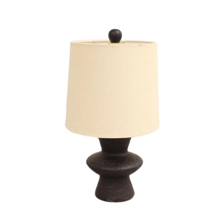 BLACK LAMP WITH TAN SHADE